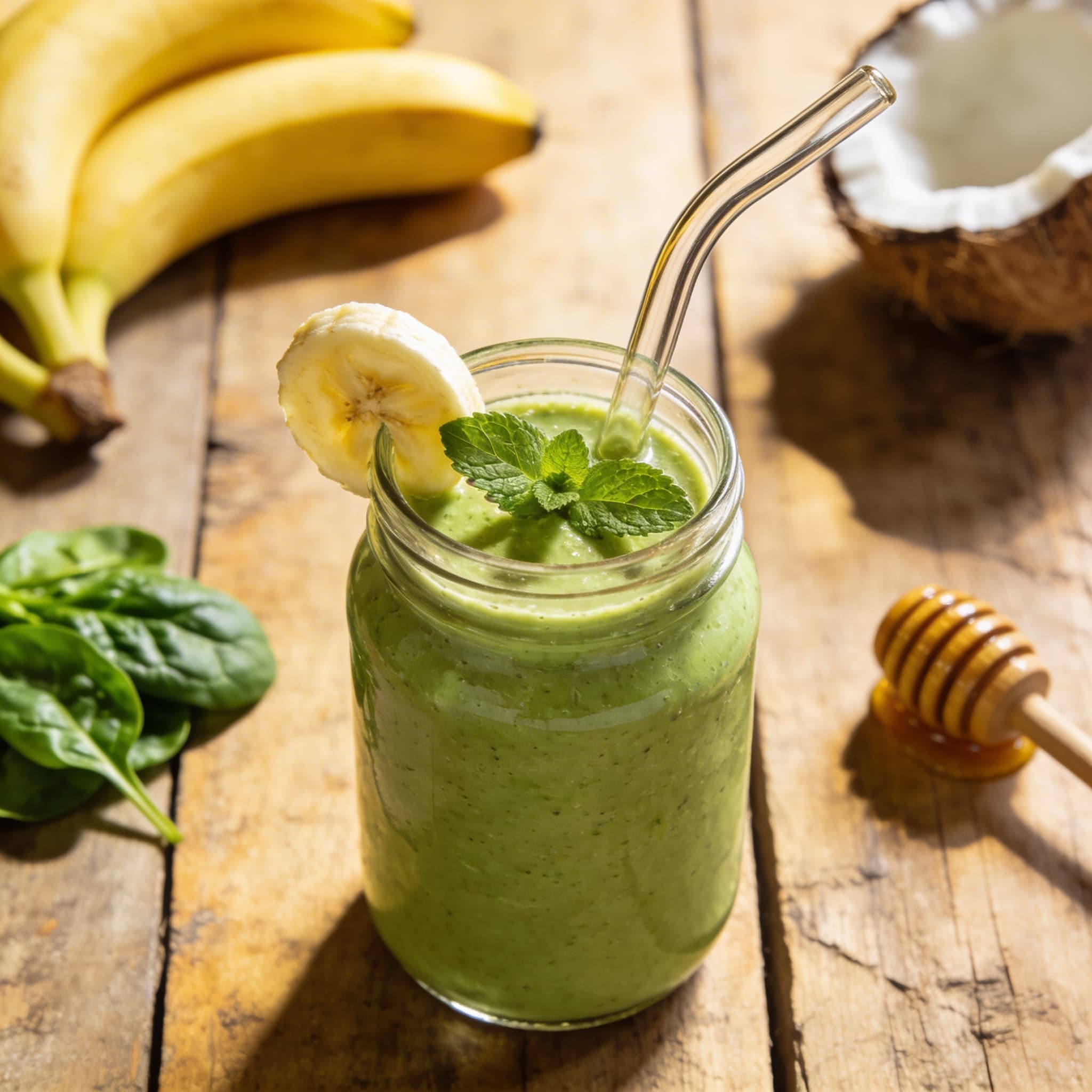 Cremiger Kokos-Spinat-Smoothie
