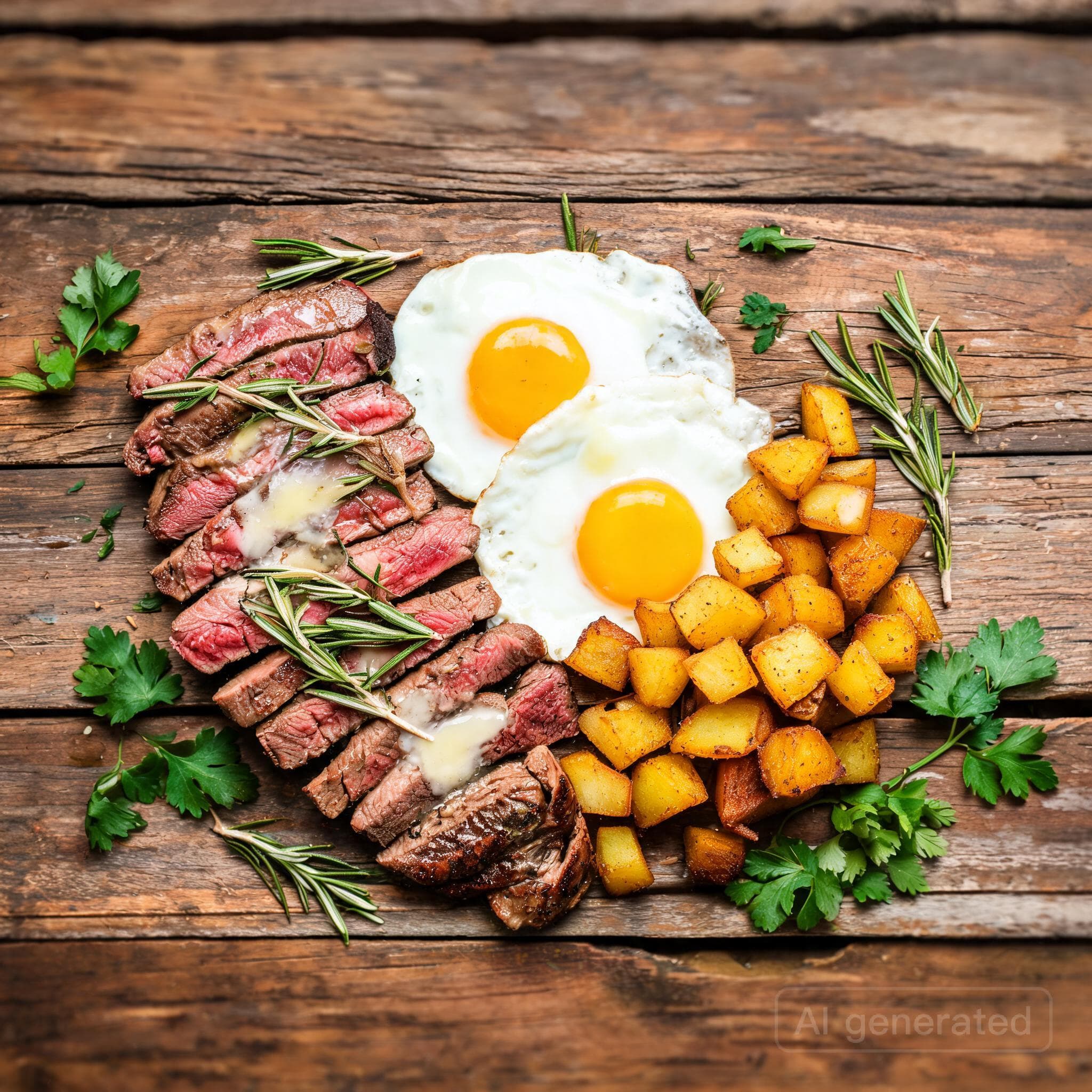 Klassisches Steak and Eggs
