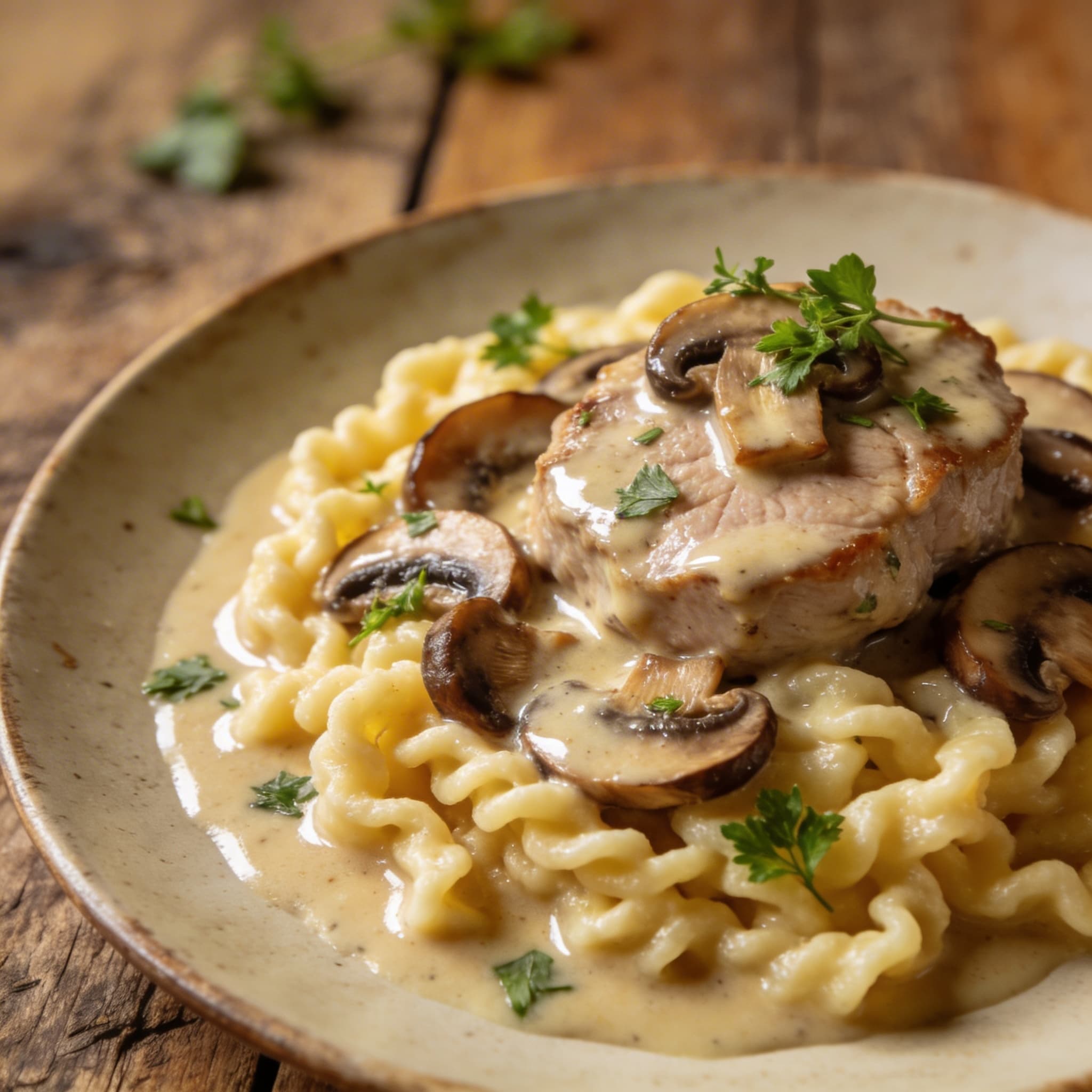 Herzhaftes Schweinefilet-Pilz-Ragout