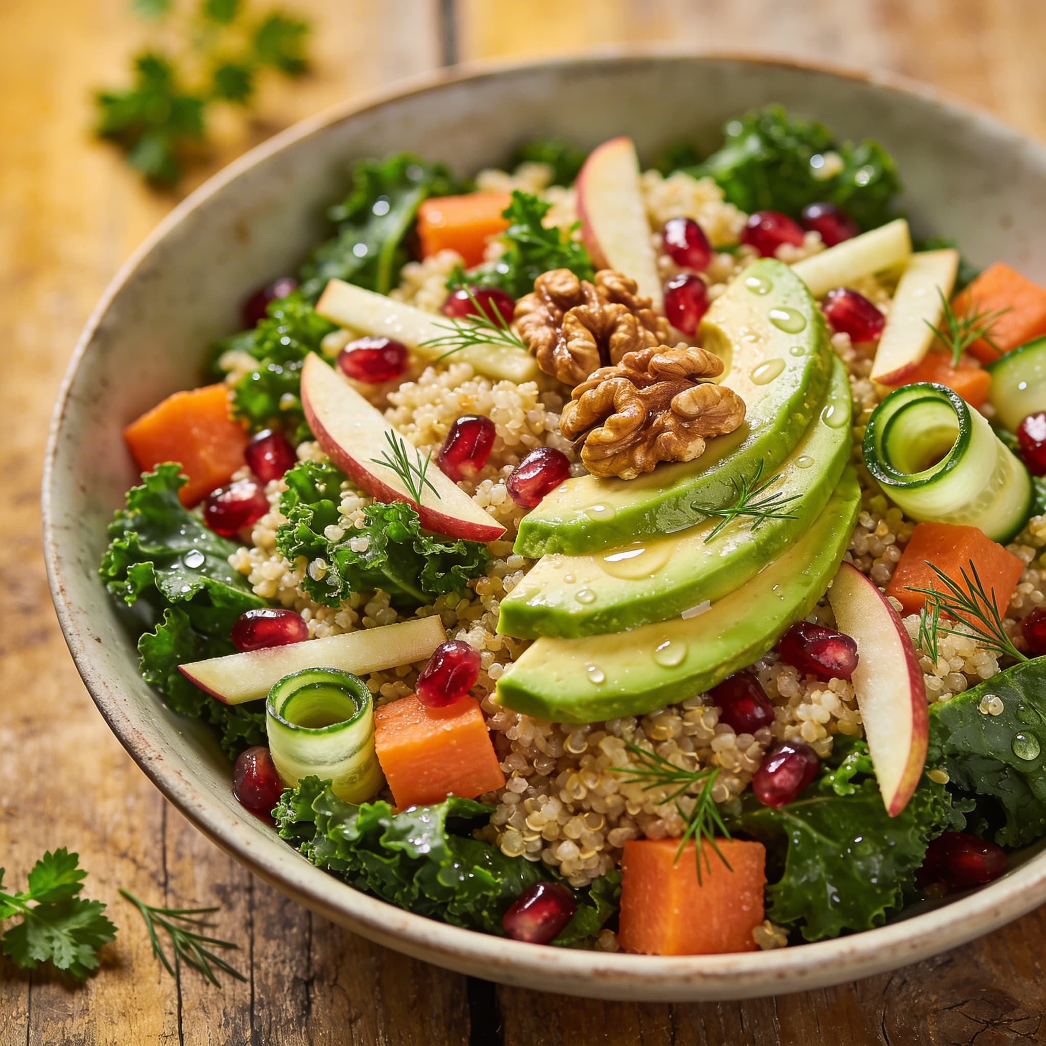 Grünkohlsalat mit Quinoa und Avocado