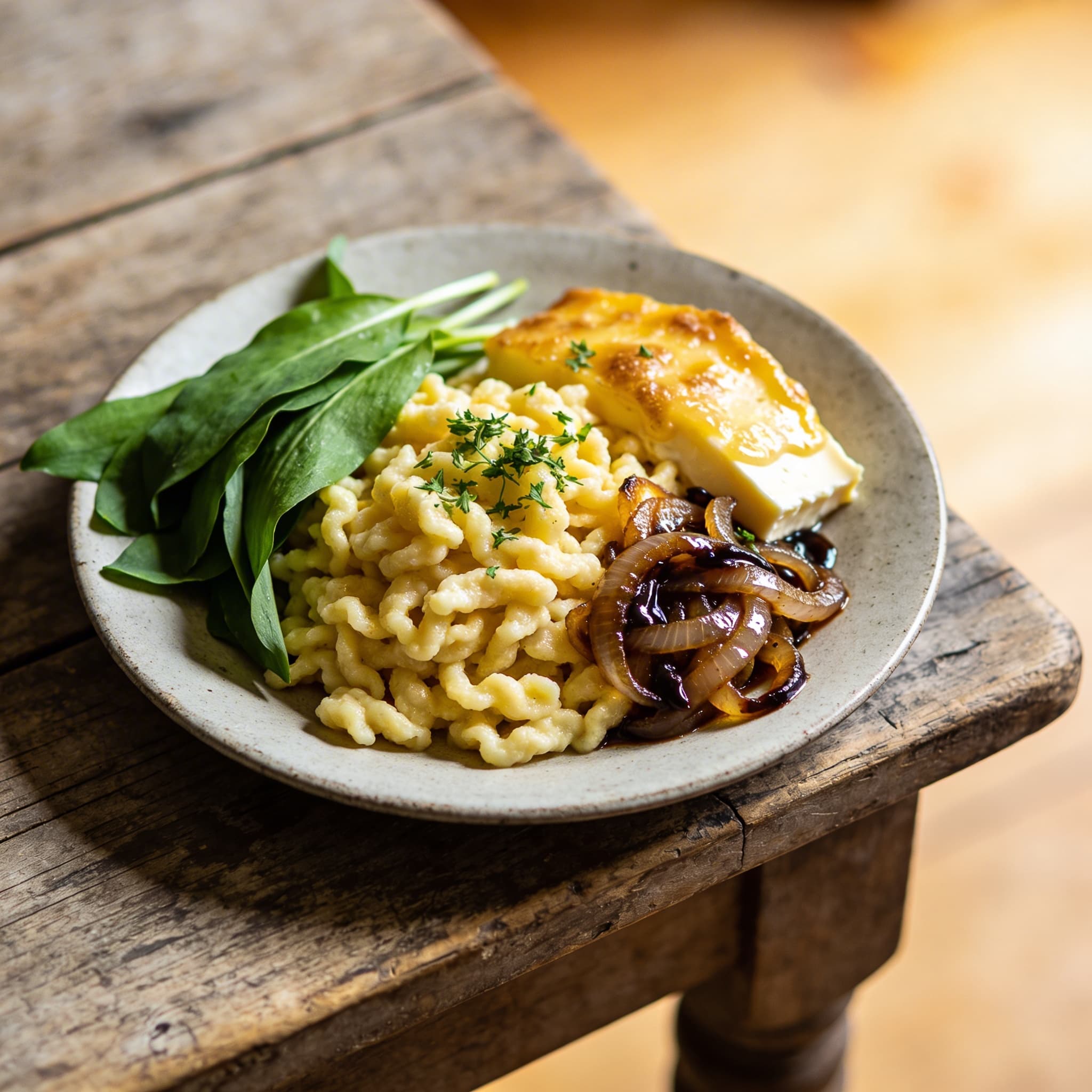 Bärlauchspätzle mit Bergkäse