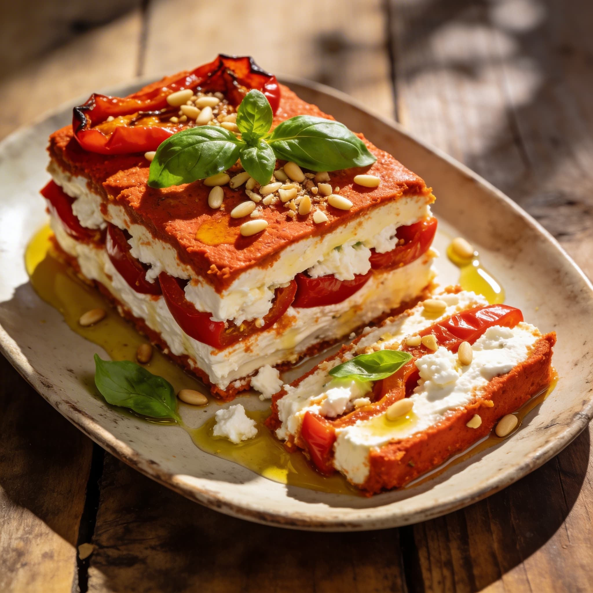 Paprika-Feta-Terrine mit Pesto
