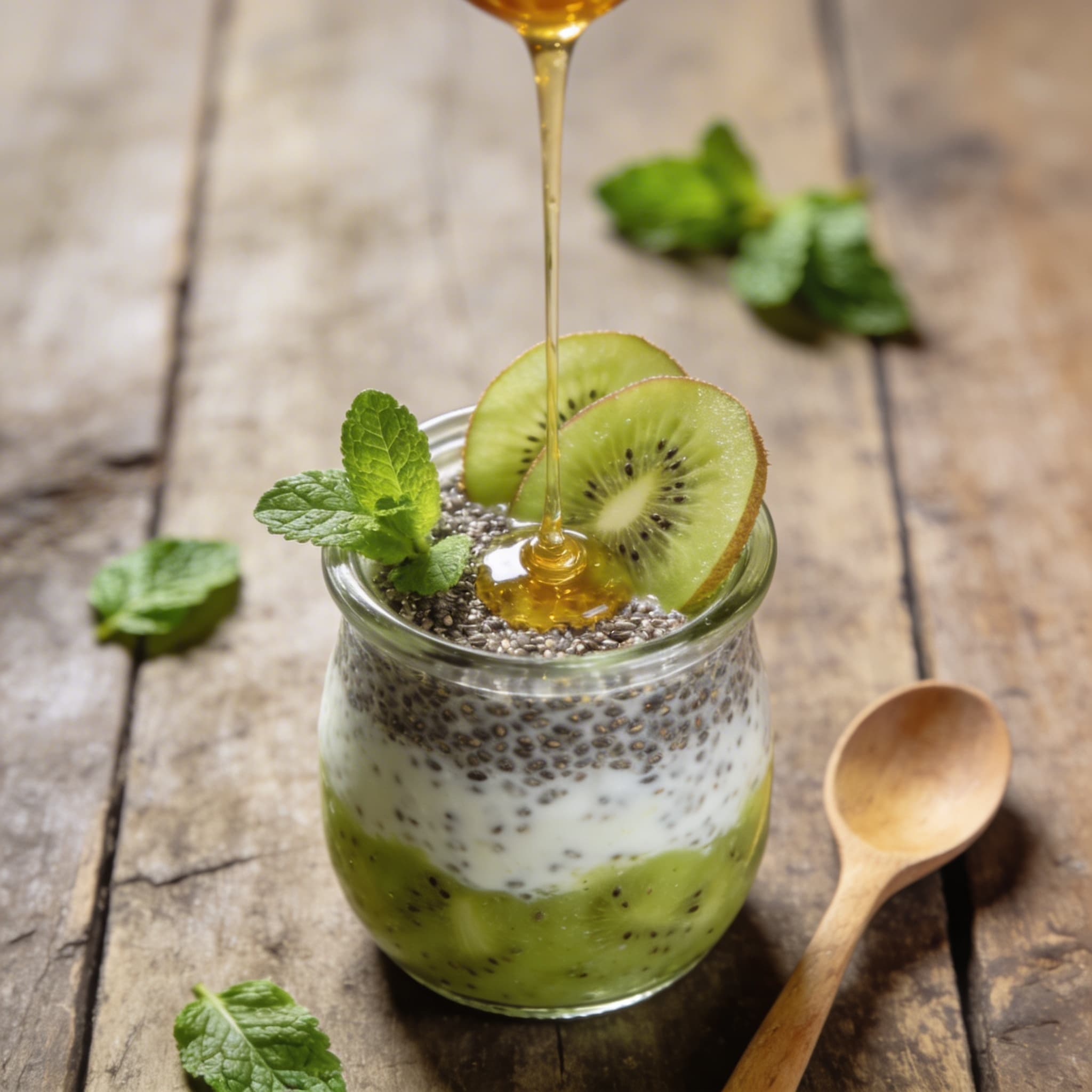 Süßer Chia-Kiwi-Pudding