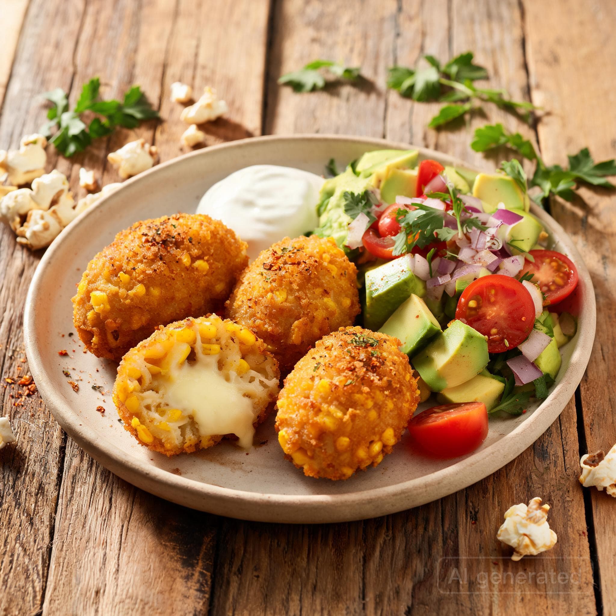 Würzige Mais-Kroketten mit Käsekern