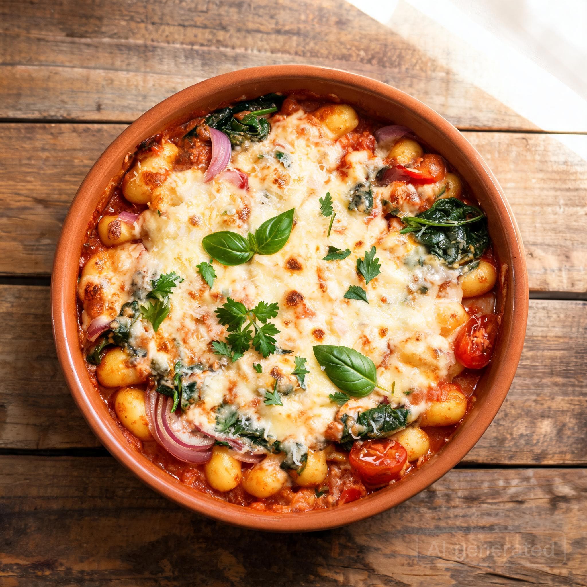 Gnocchi-Auflauf mit Blattspinat