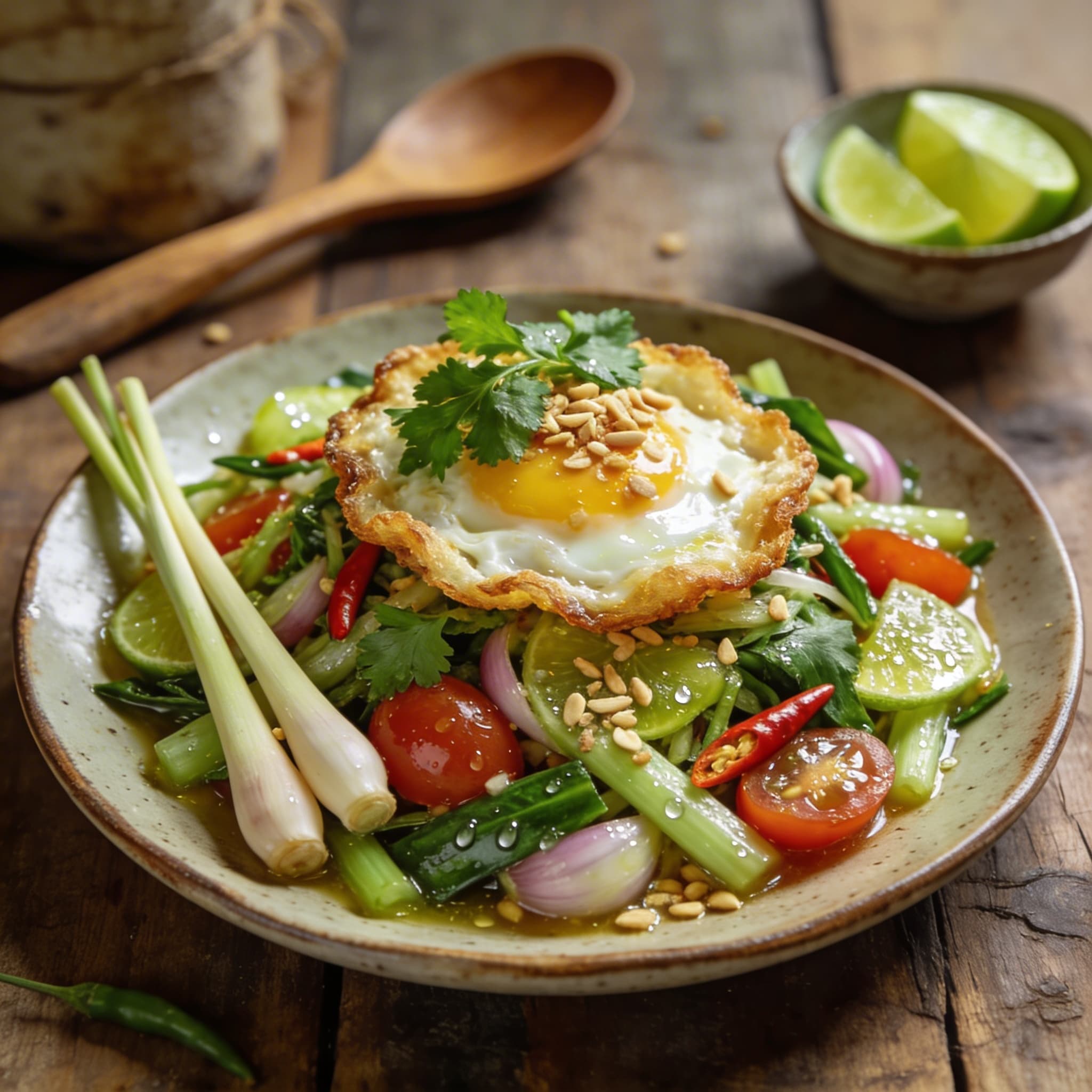 Thailändischer Spiegelei-Salat