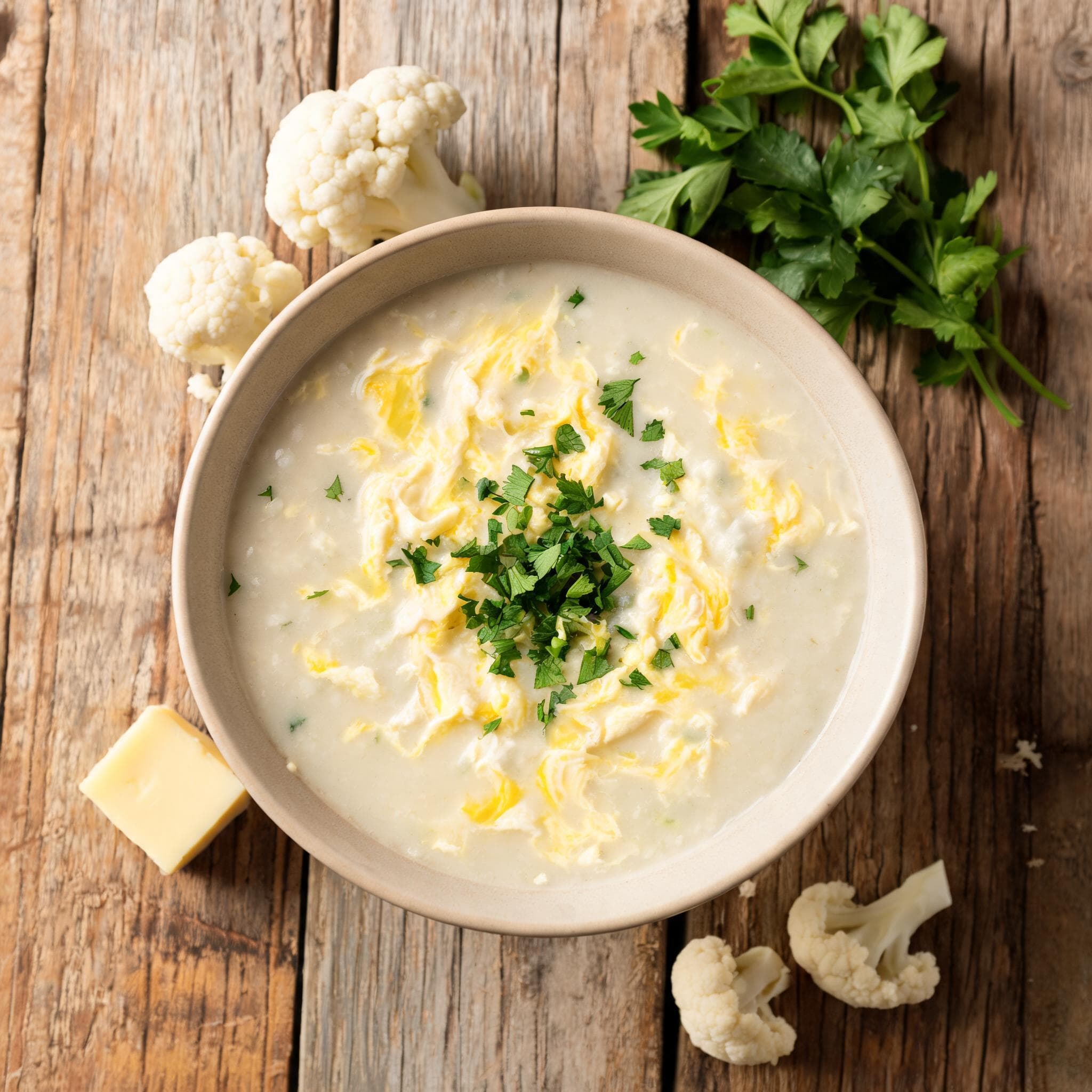 Blumenkohlsuppe mit Ei
