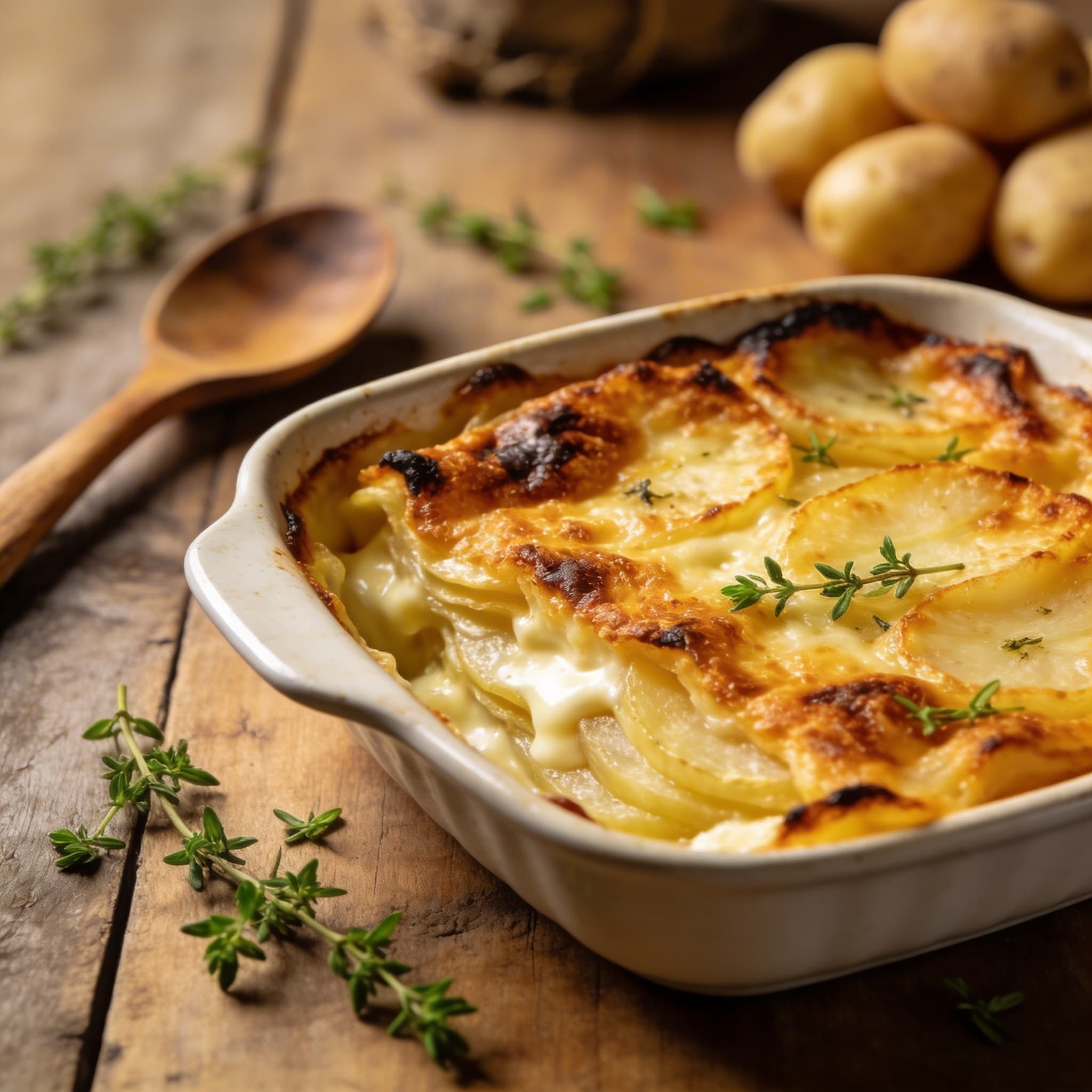 Klassisches cremiges Kartoffelgratin