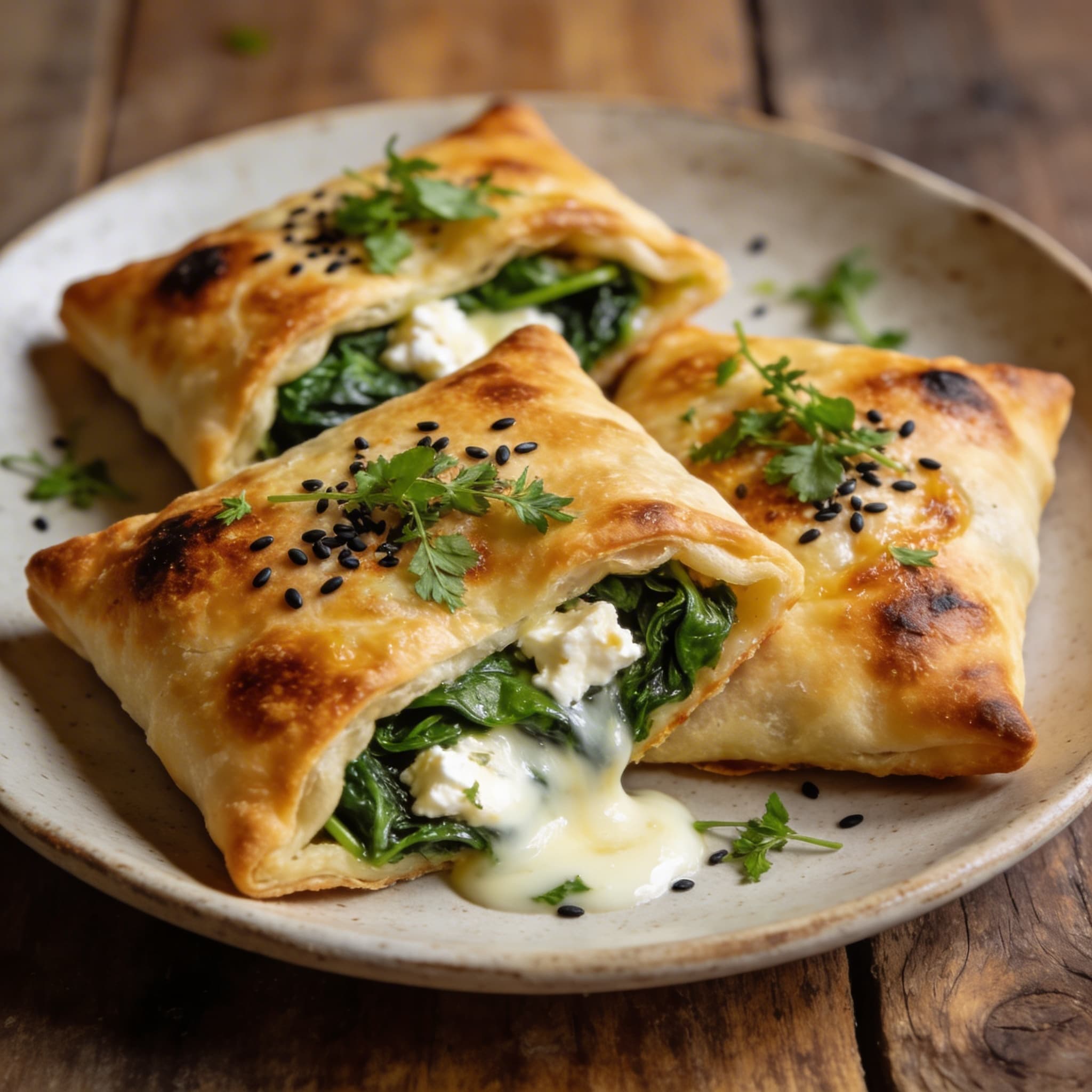 Herzhafte Käse-Spinat-Teigtaschen