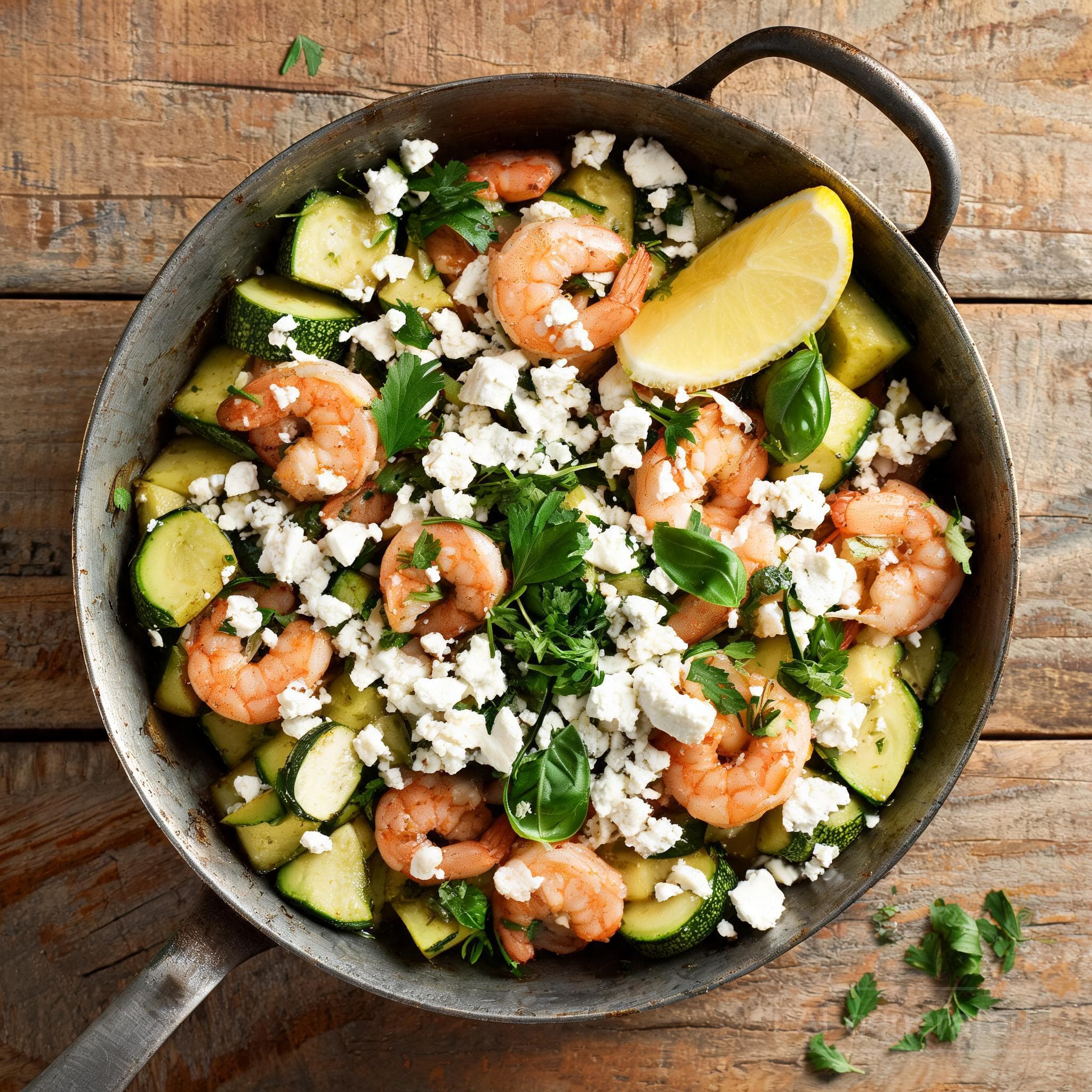 Mediterrane Garnelen-Zucchini-Pfanne