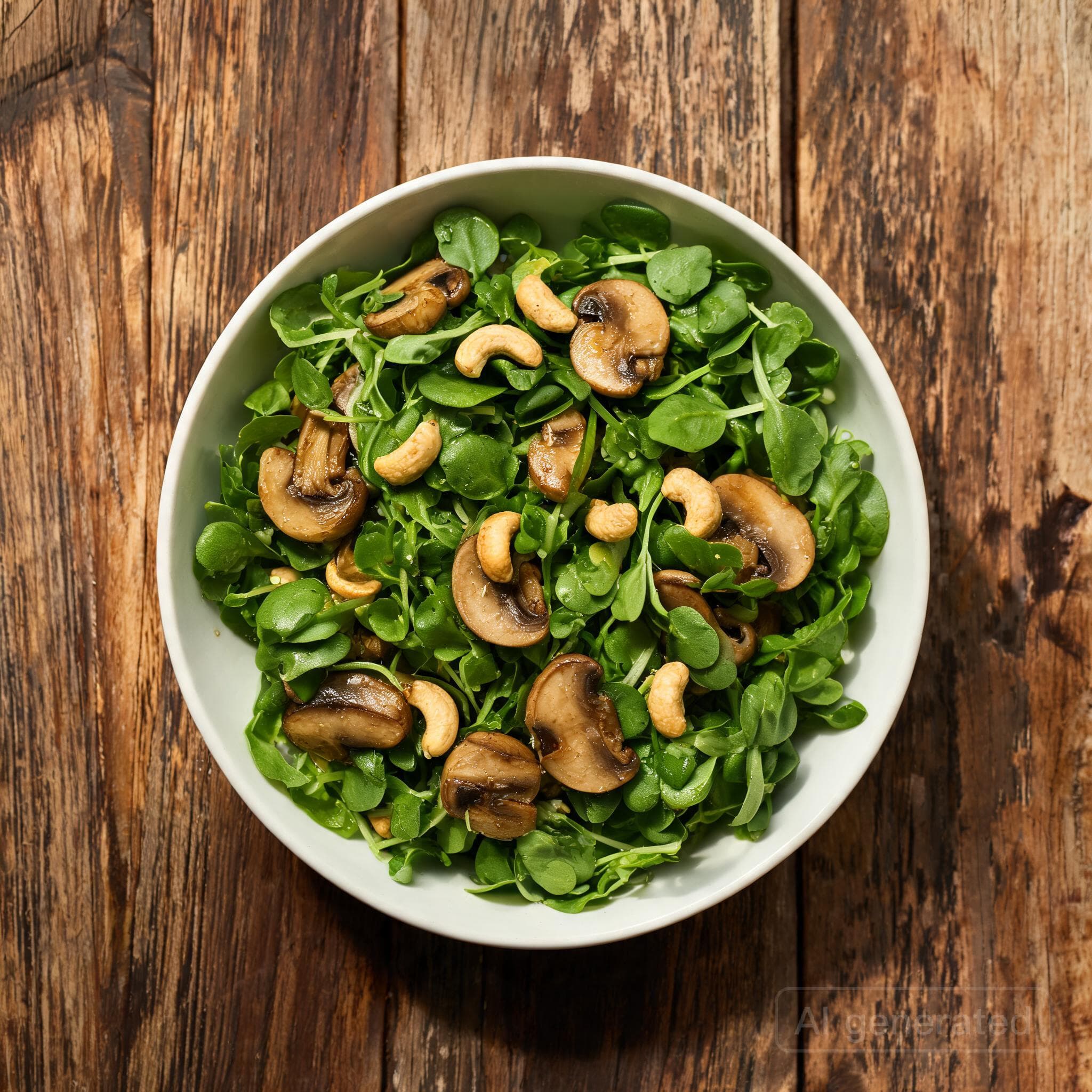 Feldsalat mit Pilzen und Cashews