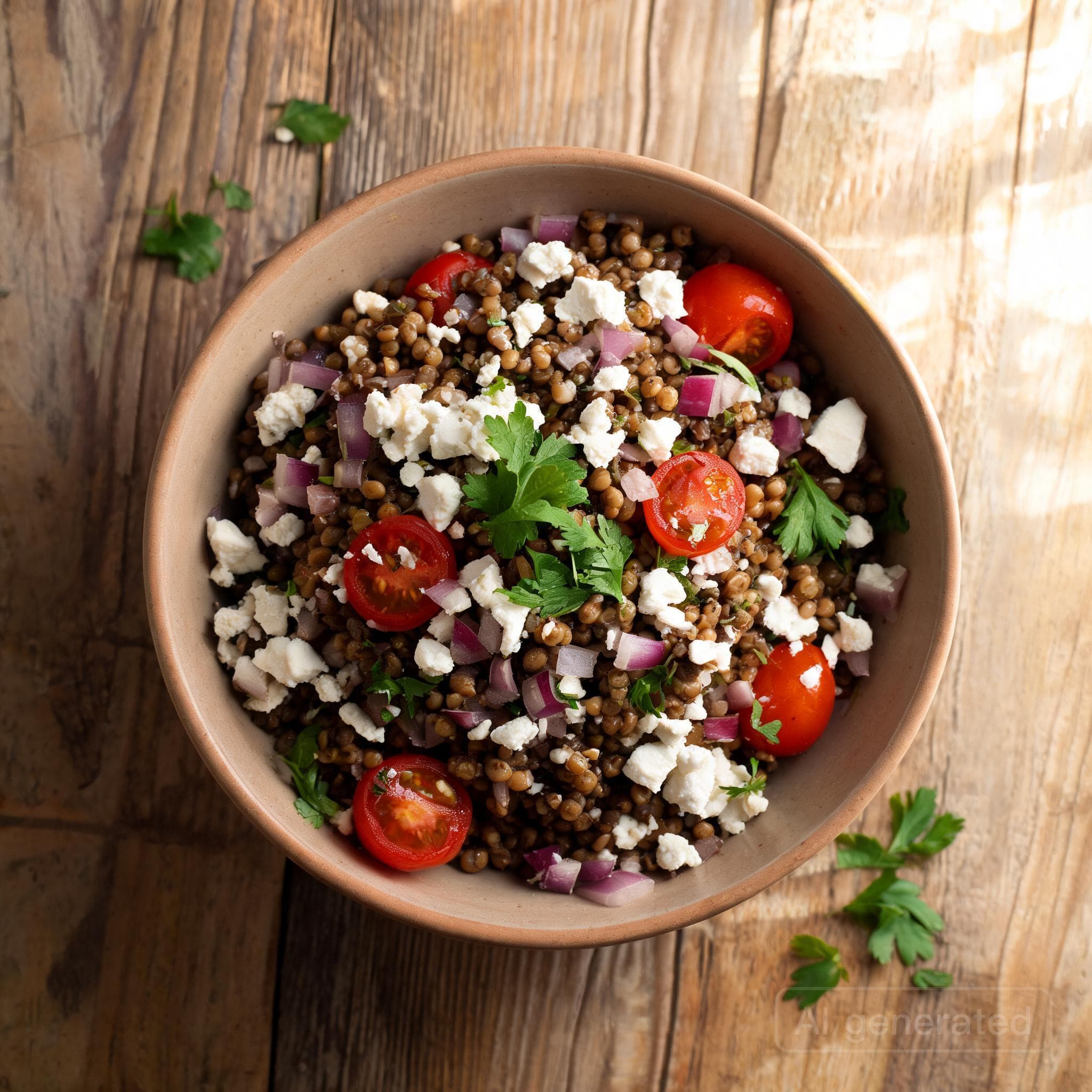 Mediterraner Linsensalat mit Feta