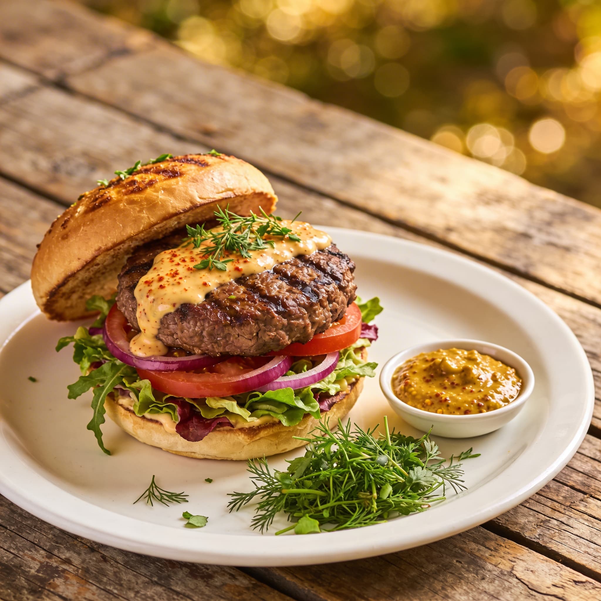 Klassischer Rinderburger vom Grill