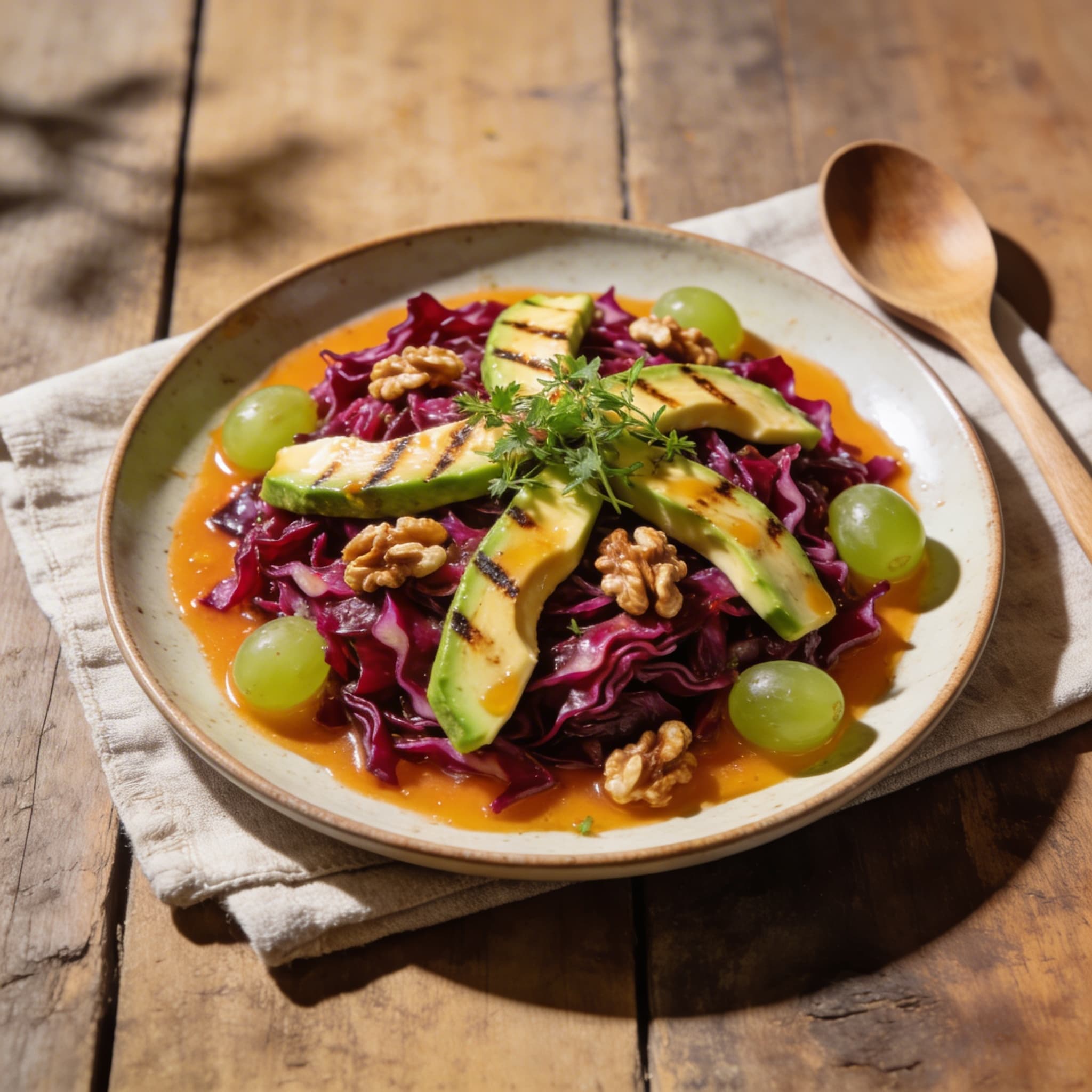 Rotkohlsalat mit Grill-Avocado