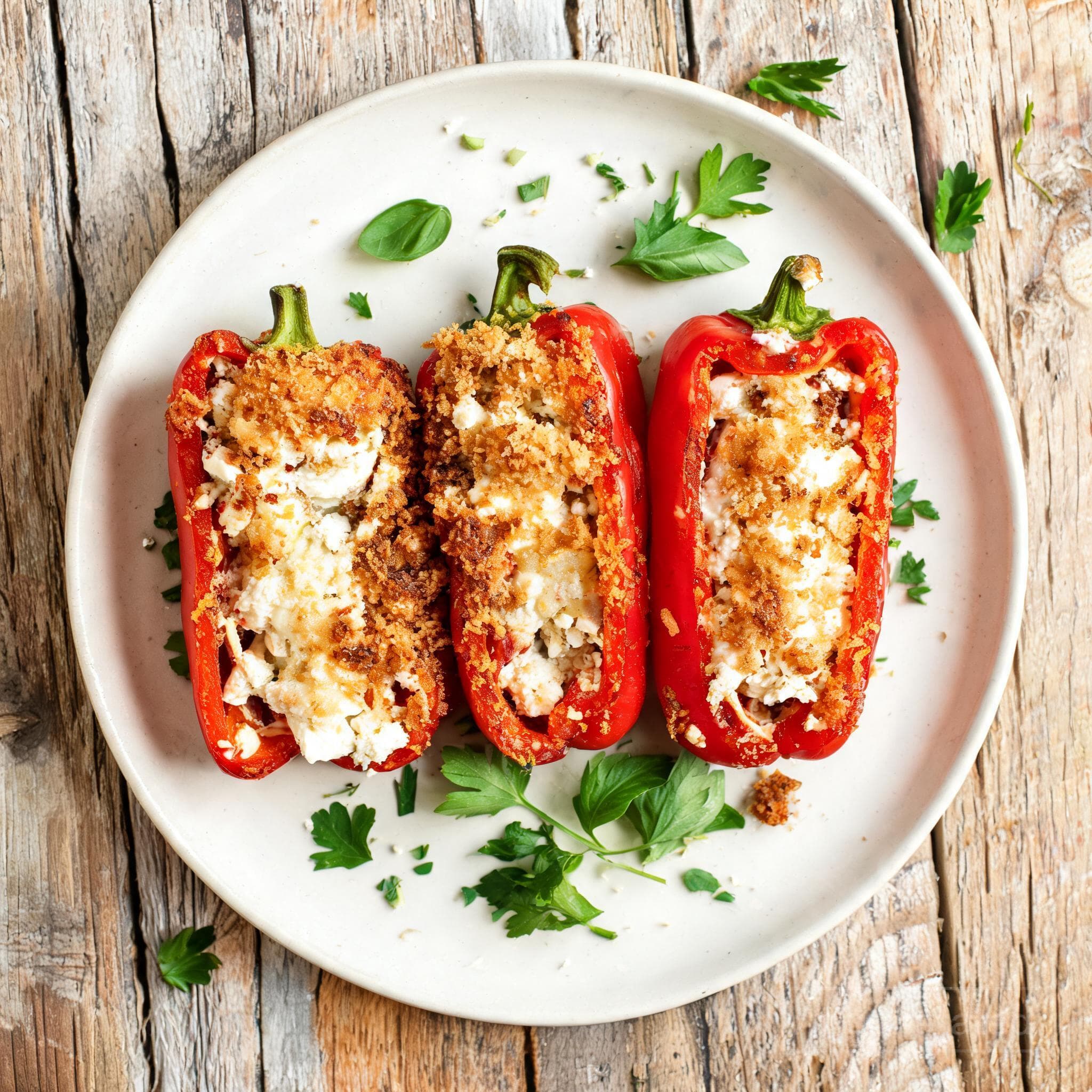 Knusprig panierte Feta-Paprika
