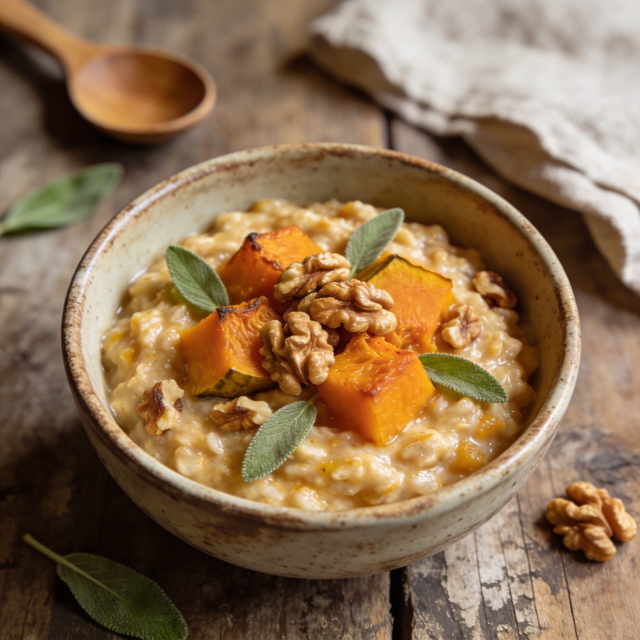 Herzhaftes Kürbis-Walnuss-Porridge