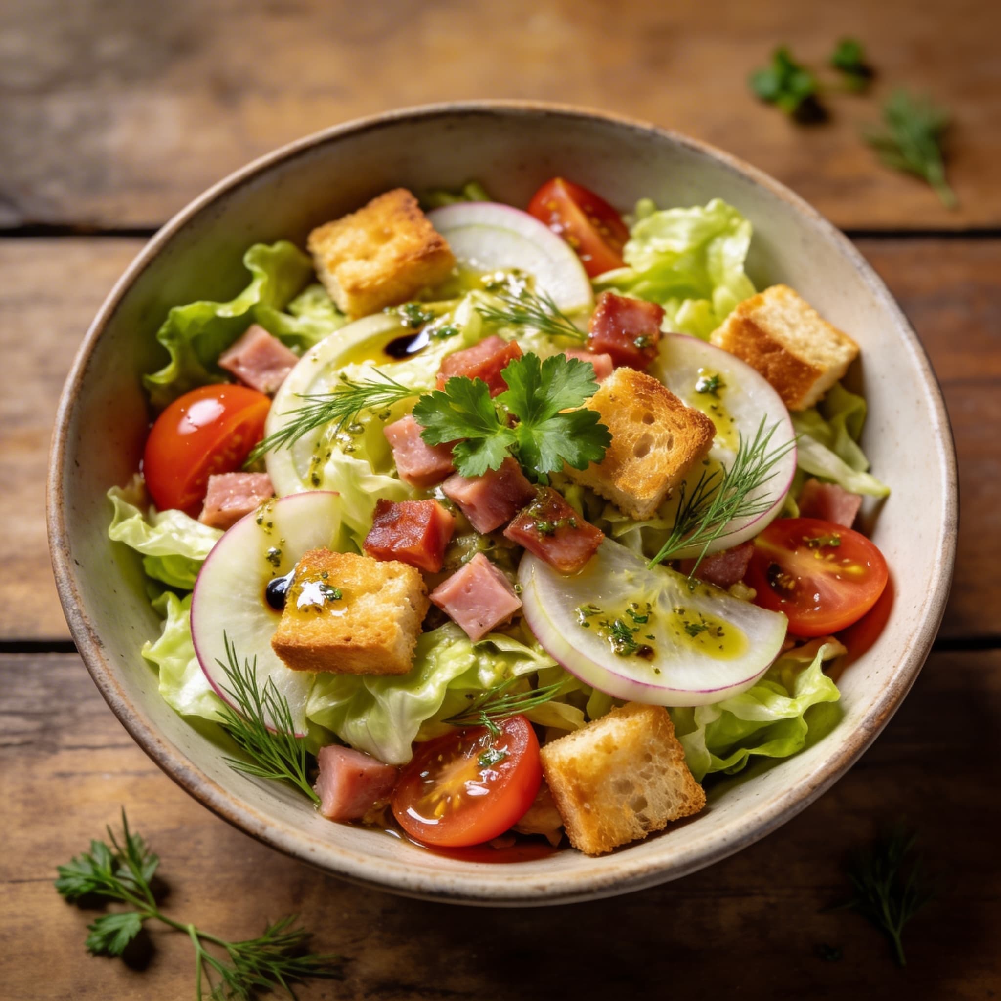 Frischer Sommersalat mit Kräuter-Vinaigrette