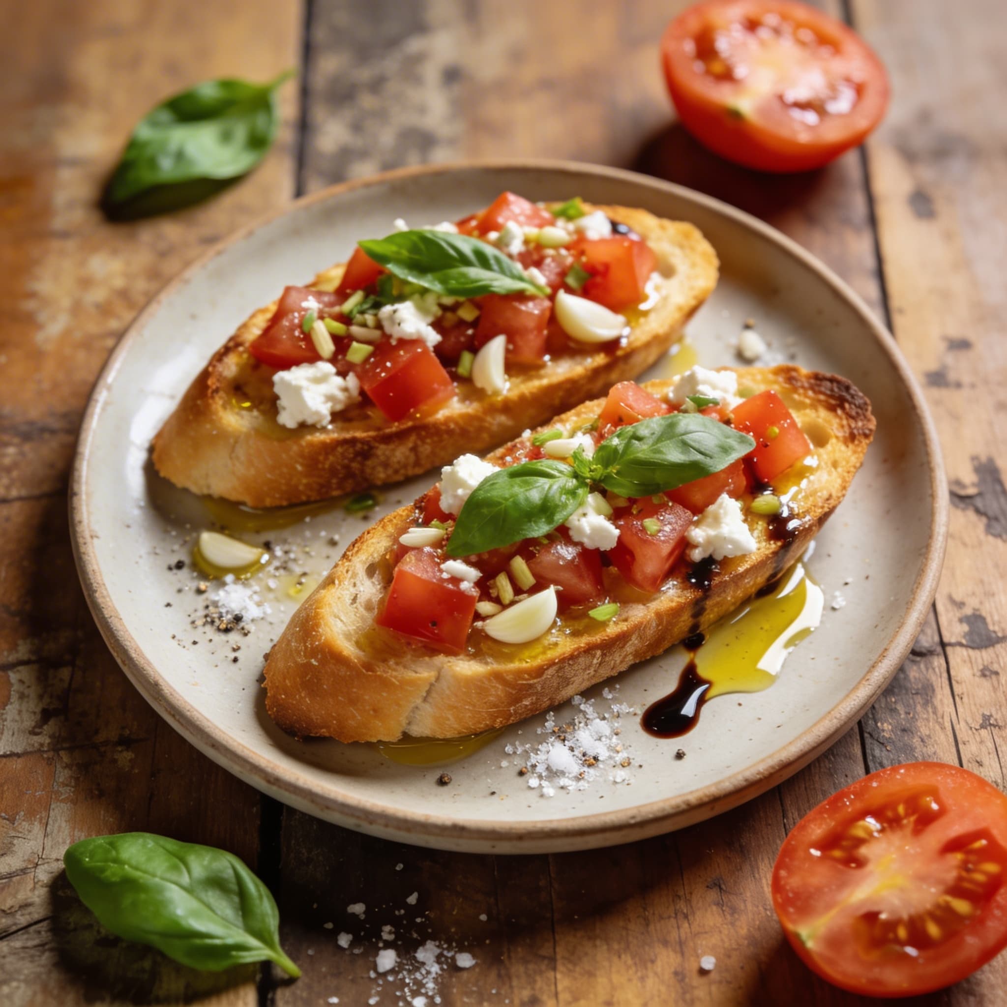 Bruschetta mit Tomaten und Feta