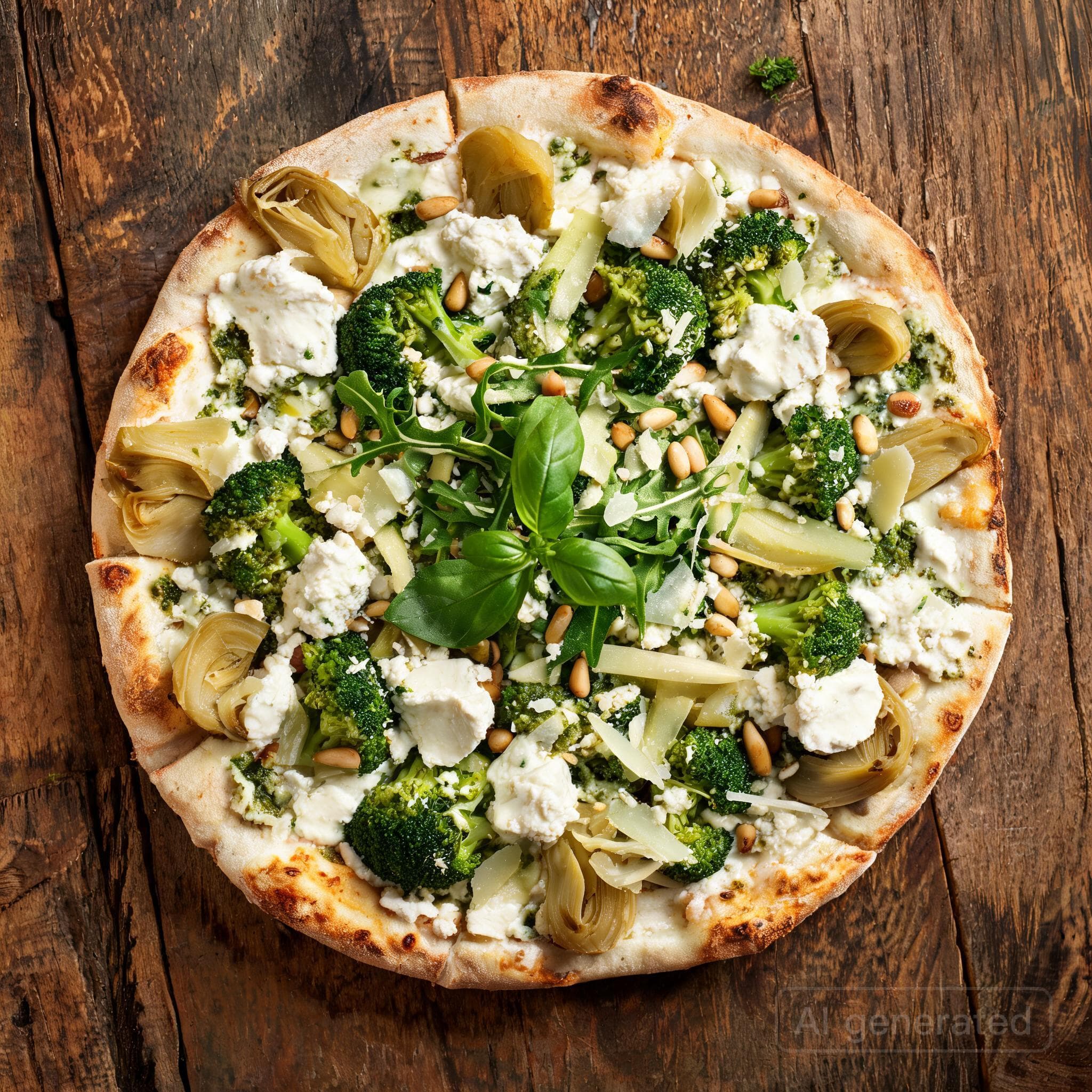 Weiße Pizza mit Brokkoli