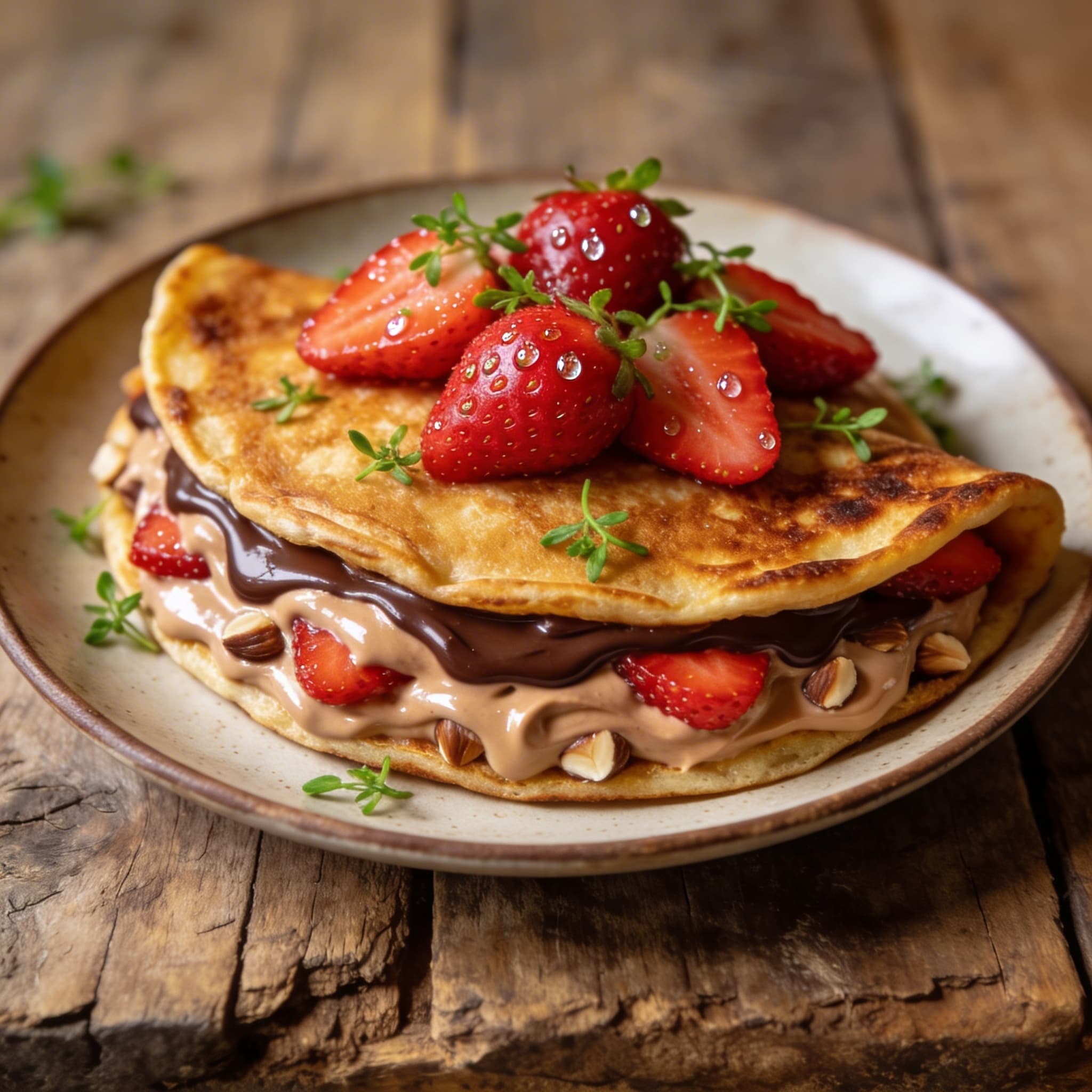 Süße Erdbeer-Pfannkuchen mit Schoko
