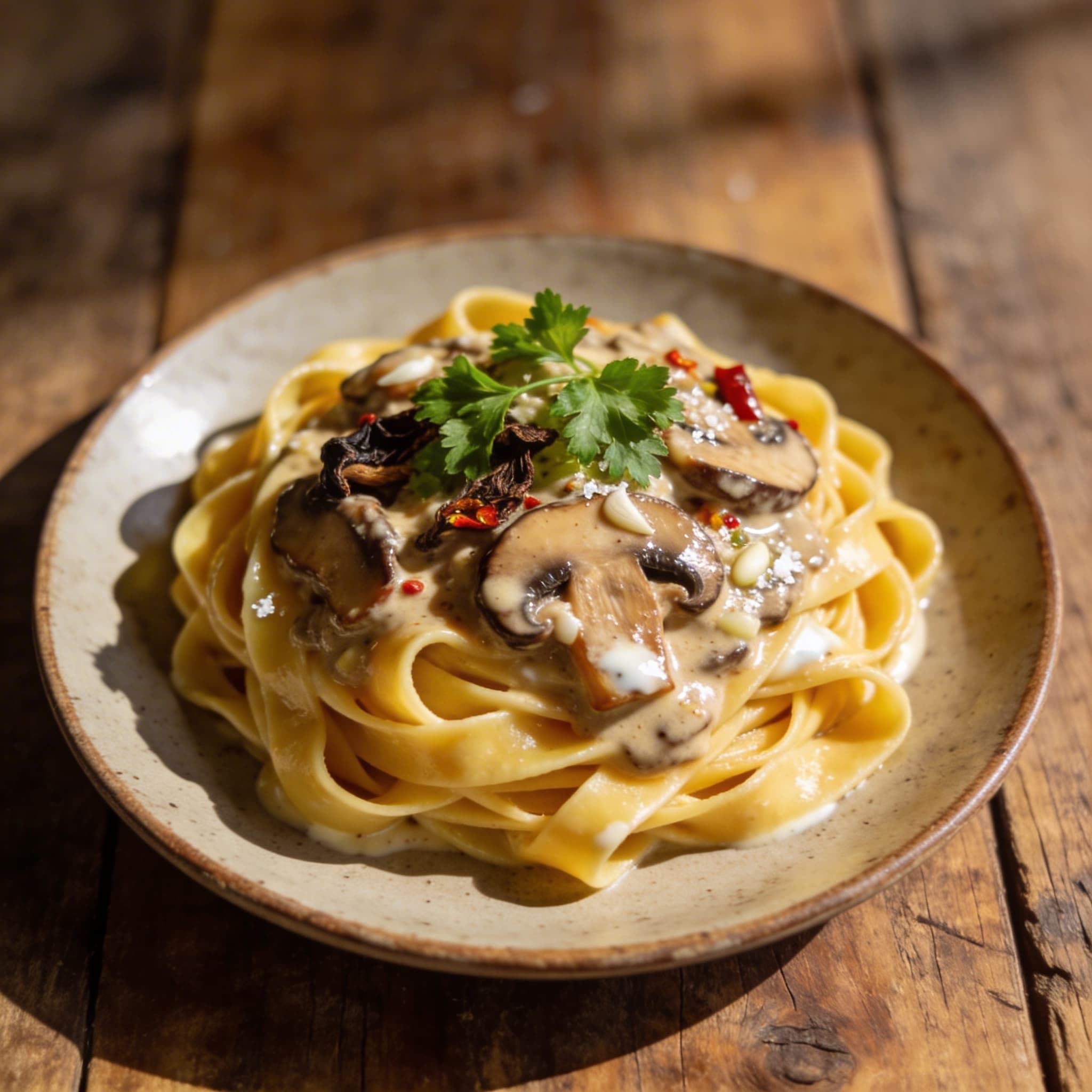 Cremiges Steinpilz-Ragù mit Tagliatelle
