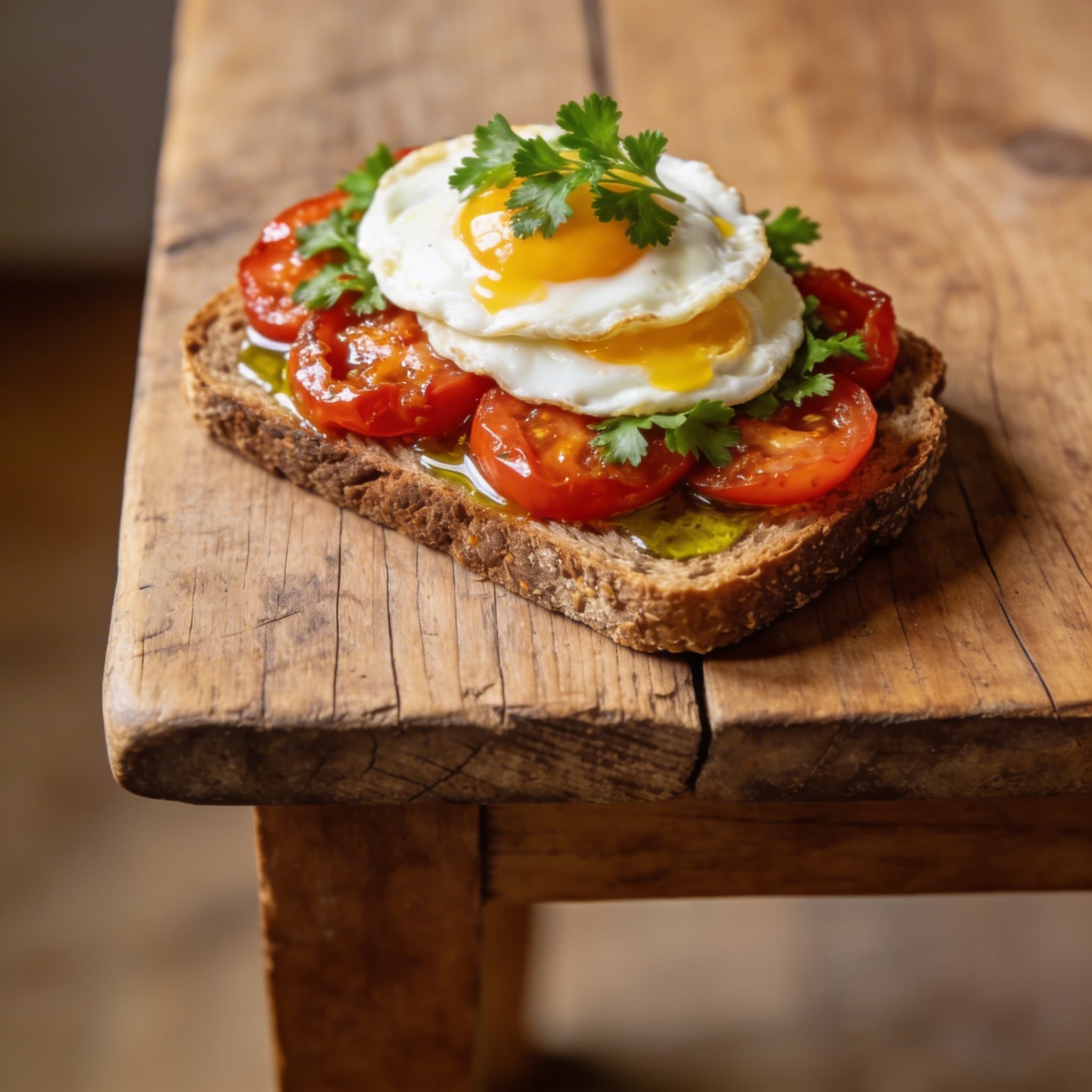 Tomaten-Spiegeleier auf Vollkornbrot