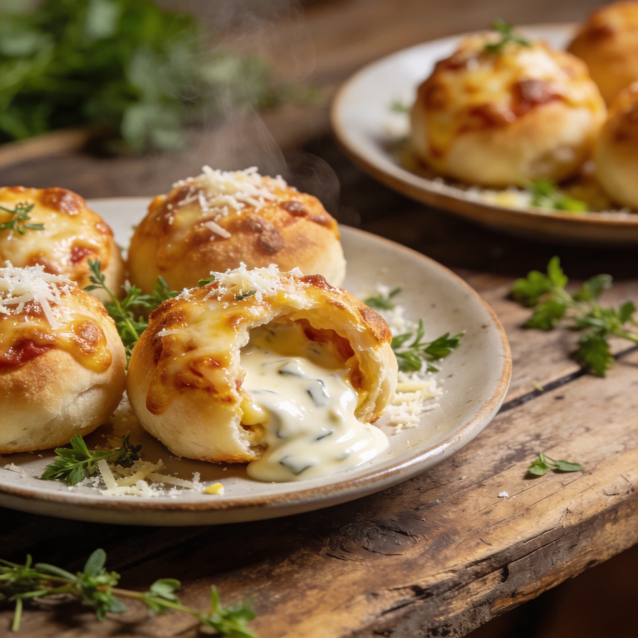 Gefüllte Pizza-Kugeln mit Aioli