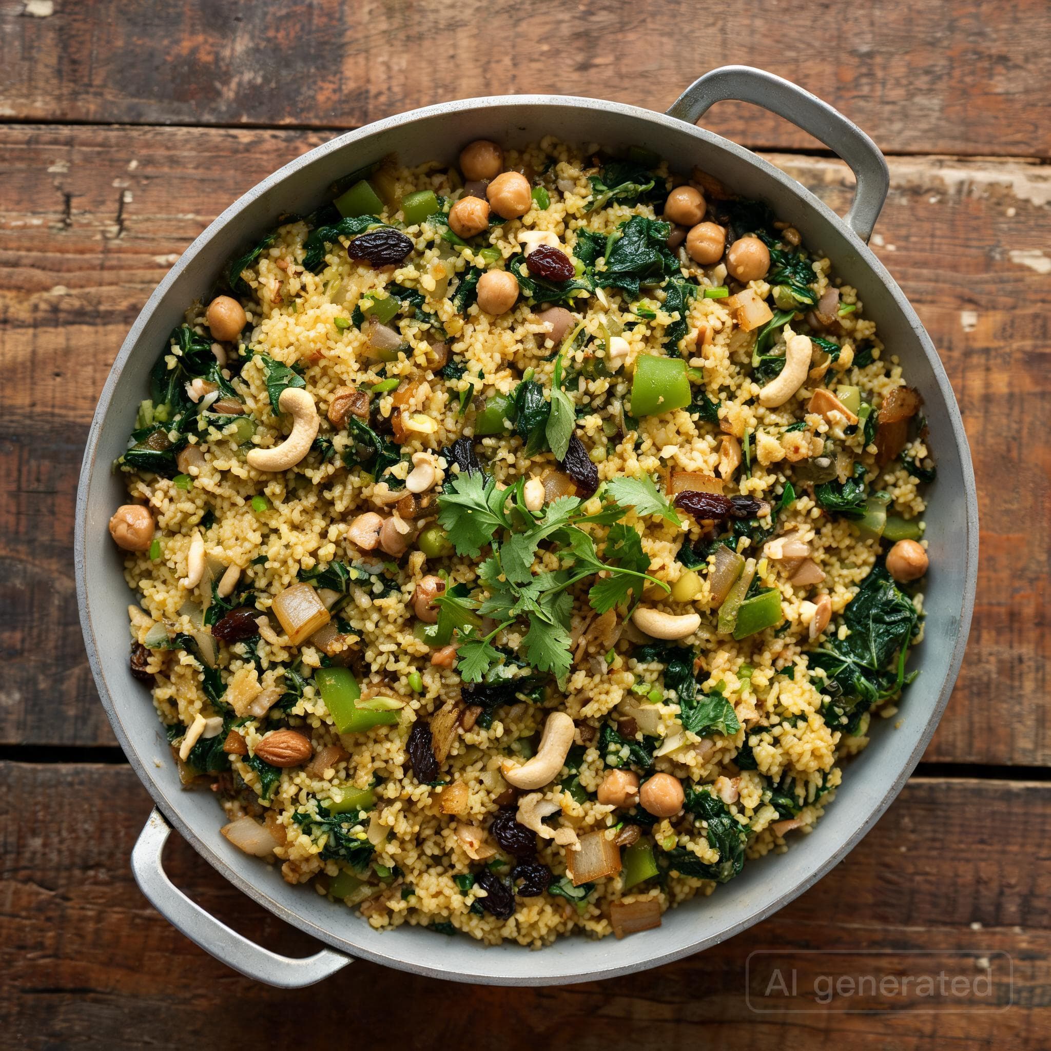 Würzige Couscous-Pfanne mit Spinat
