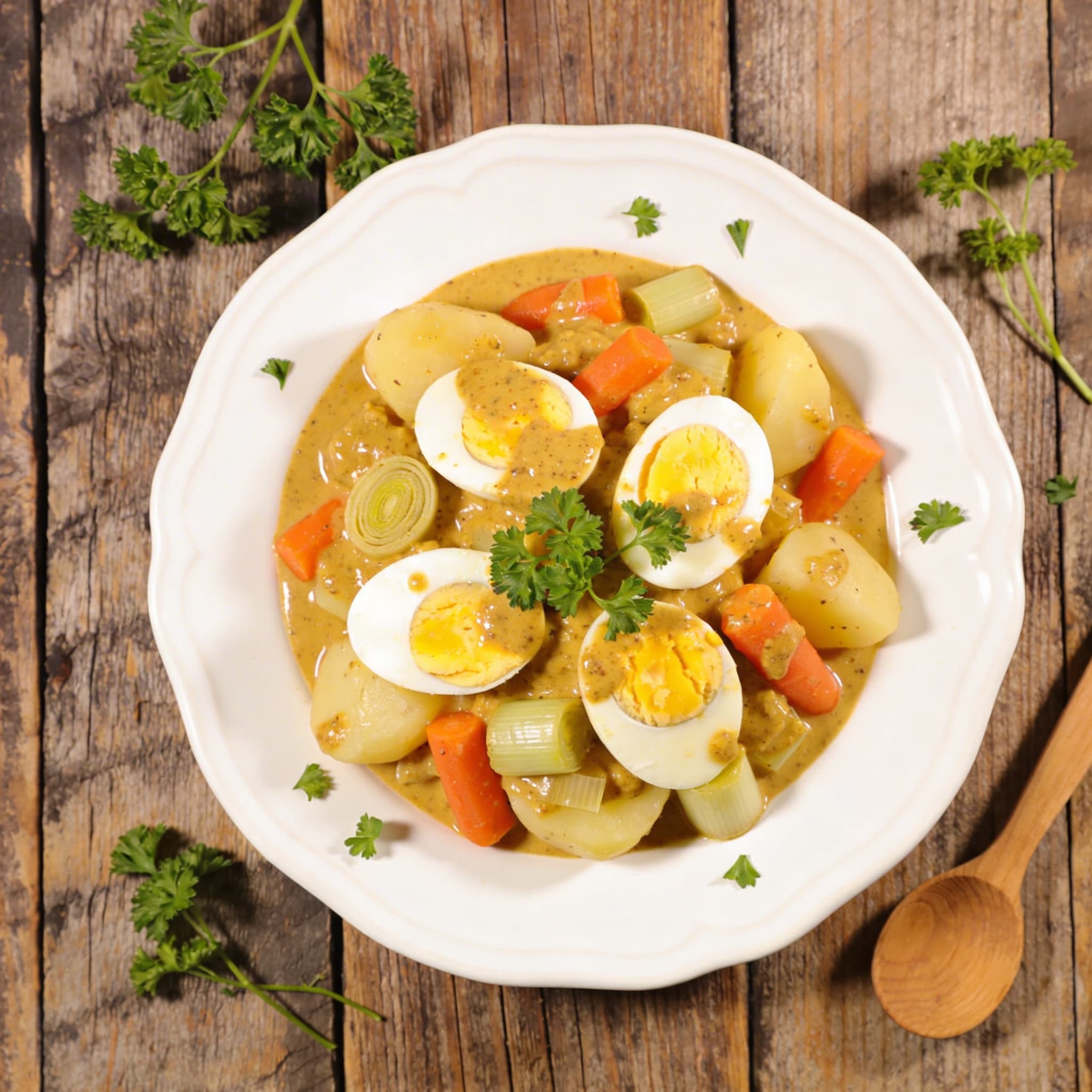 Deftiges Senf-Eier-Ragout