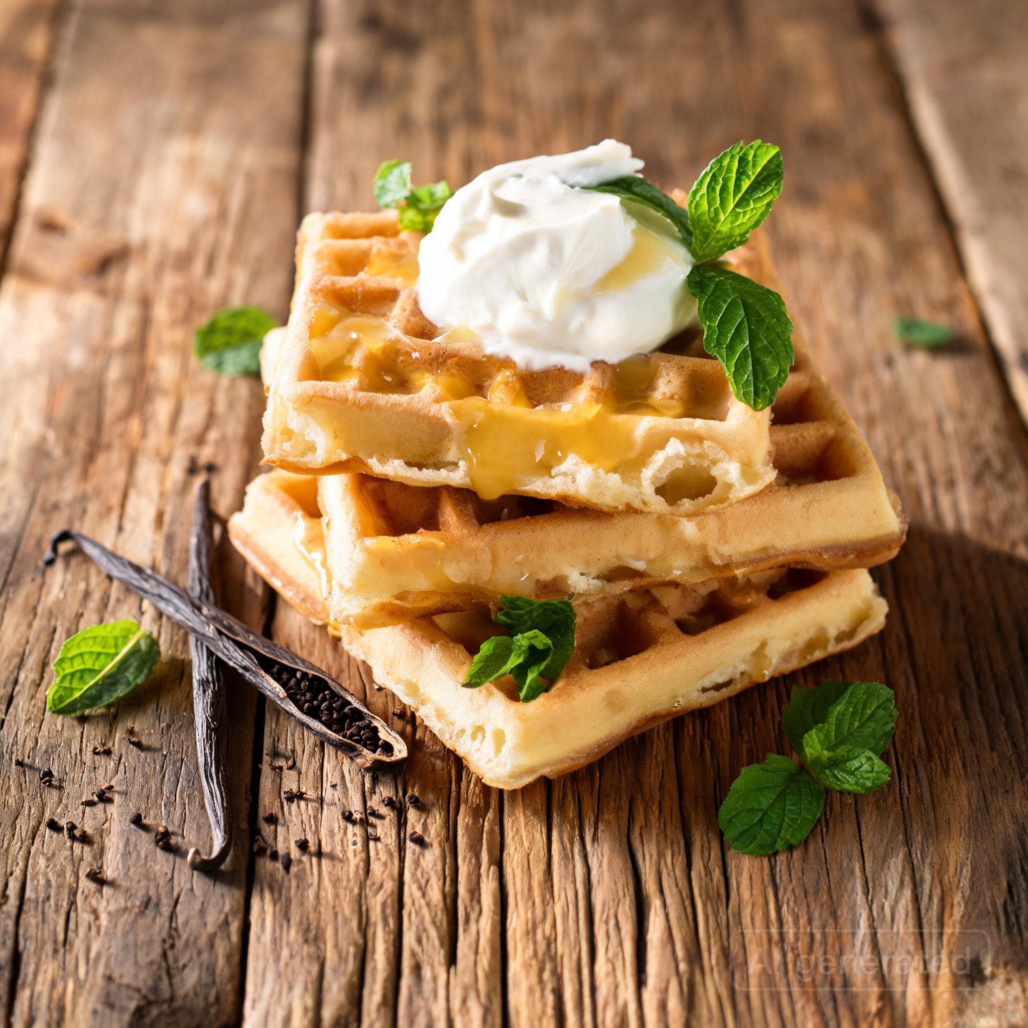 Fluffige Vanille-Joghurt-Waffeln