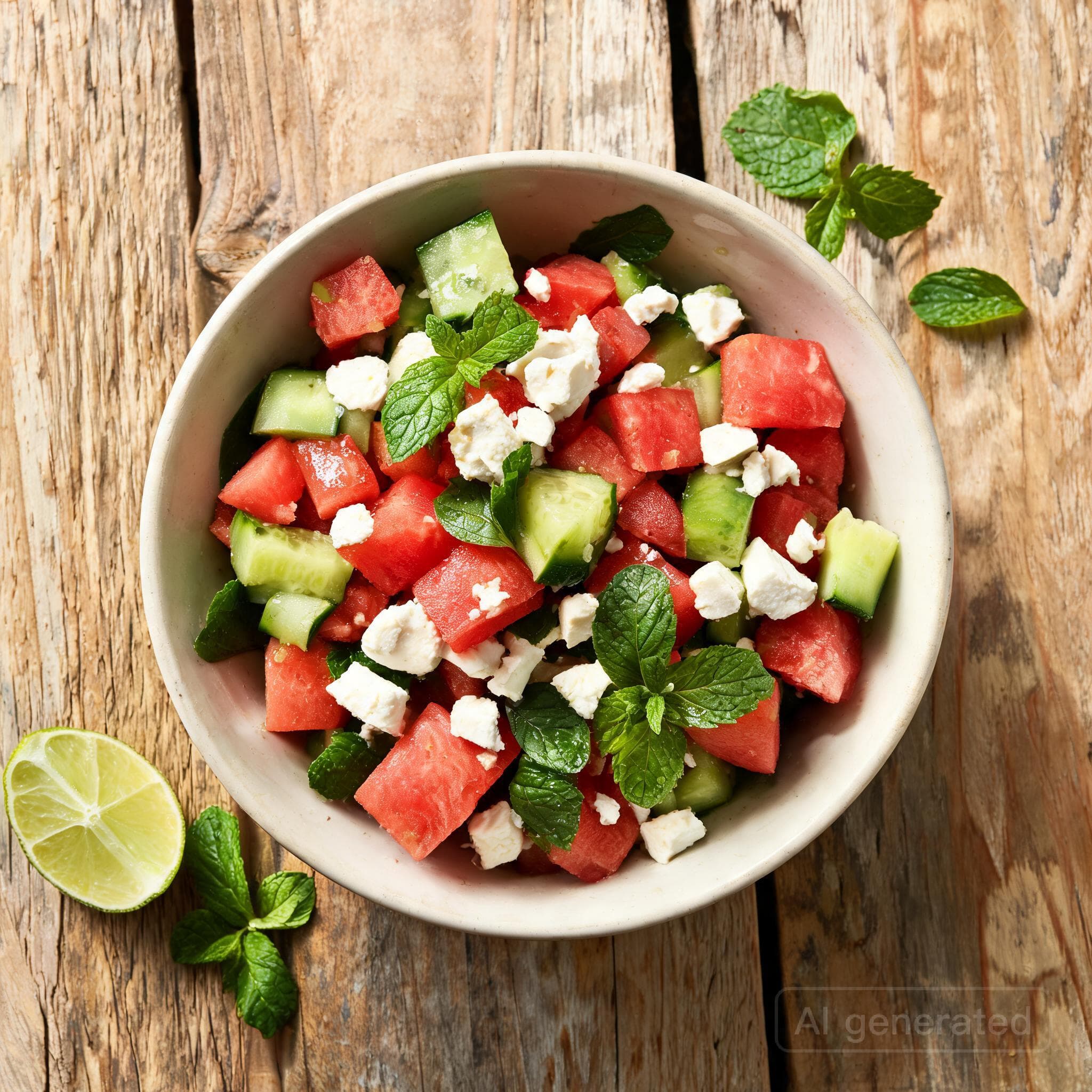 Frischer Wassermelonen-Feta-Salat