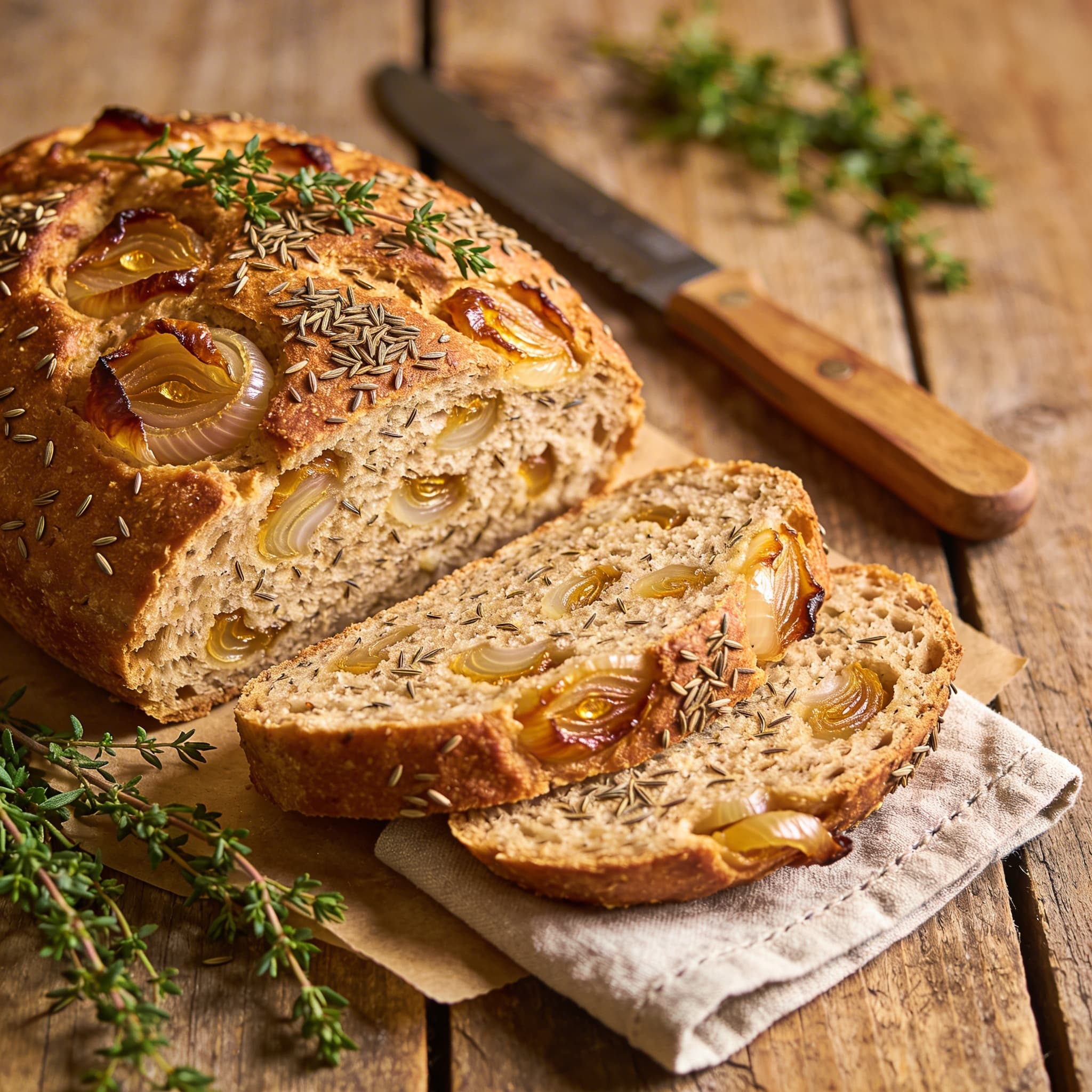 Herzhaftes Zwiebel Kümmelbrot