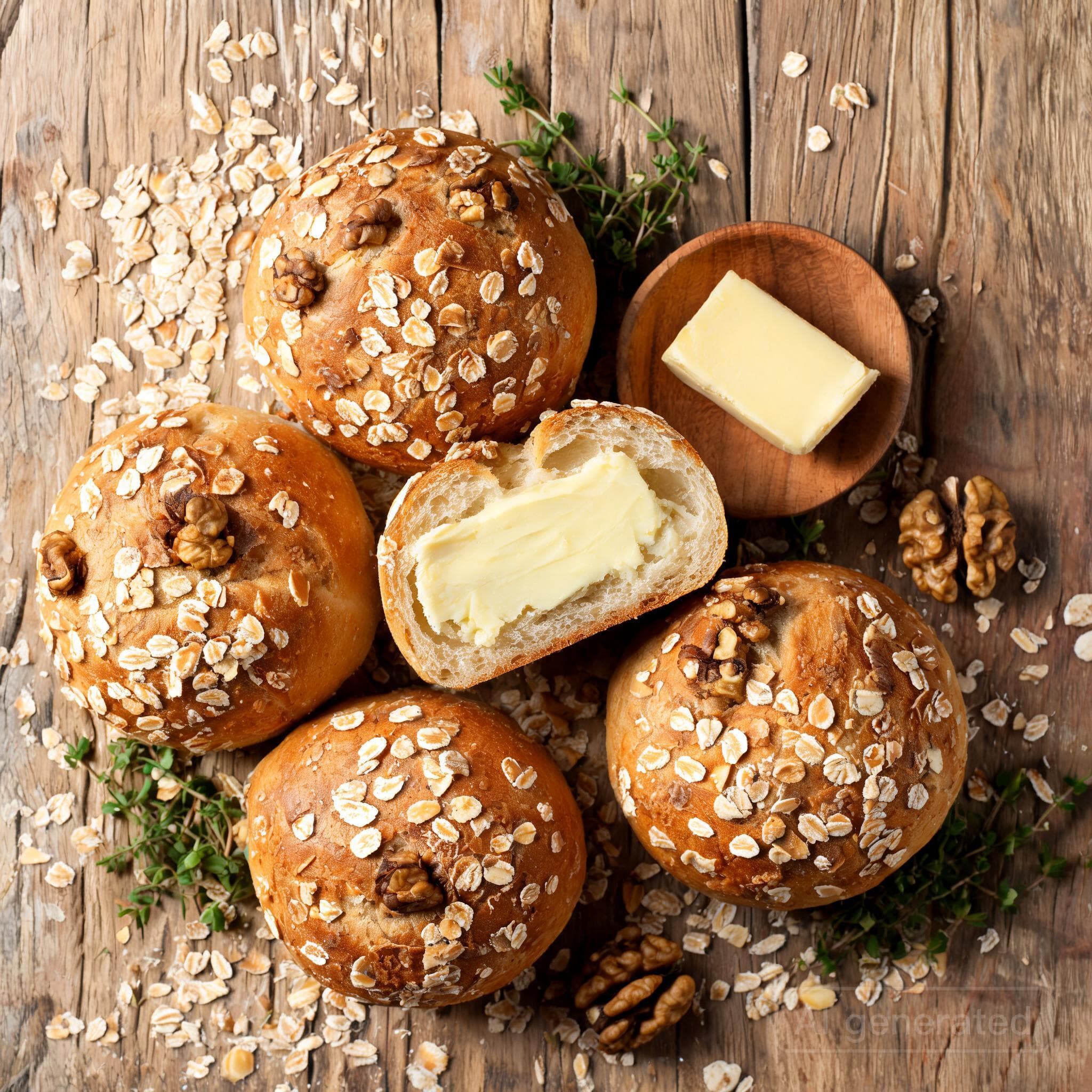 Rustikale Hafer-Melasse-Brötchen
