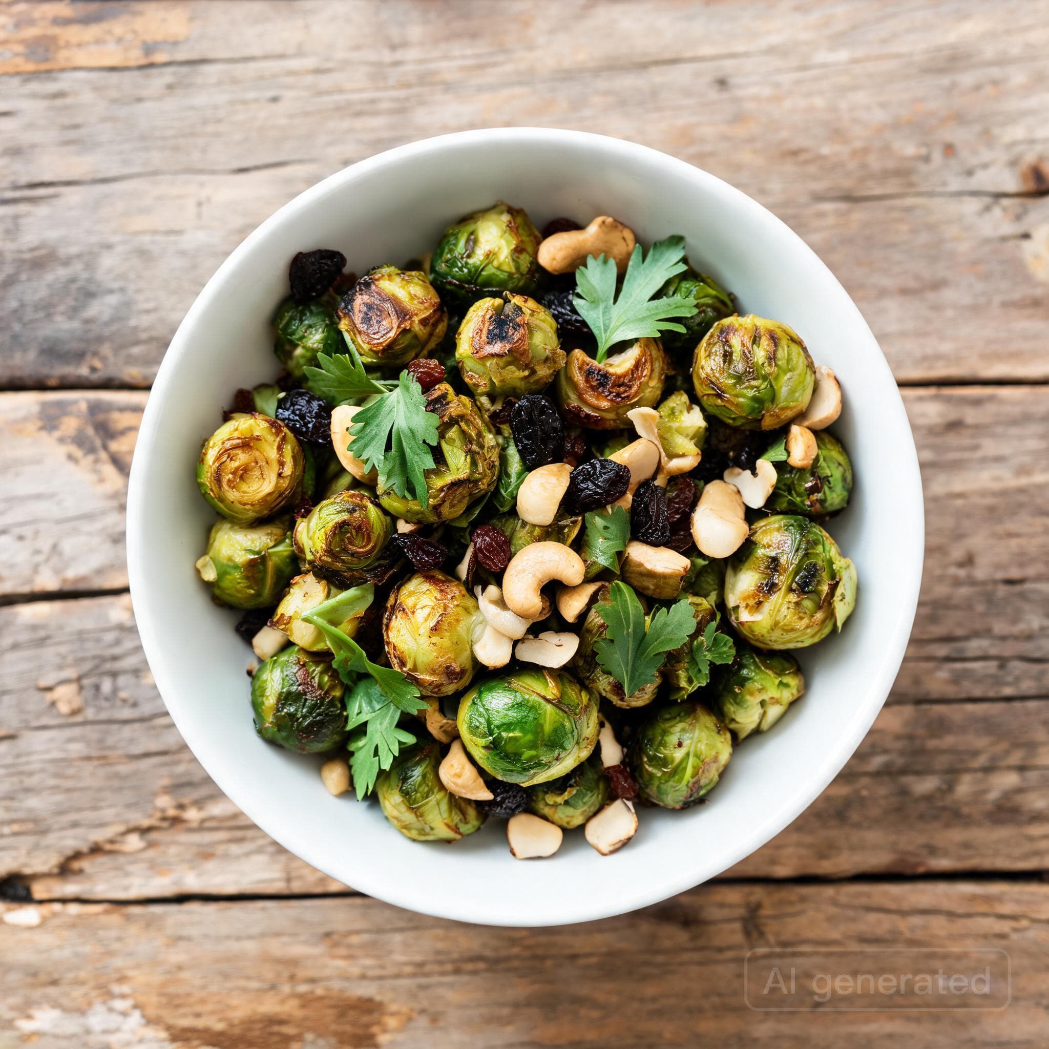 Gebratener Rosenkohlsalat mit Cashews