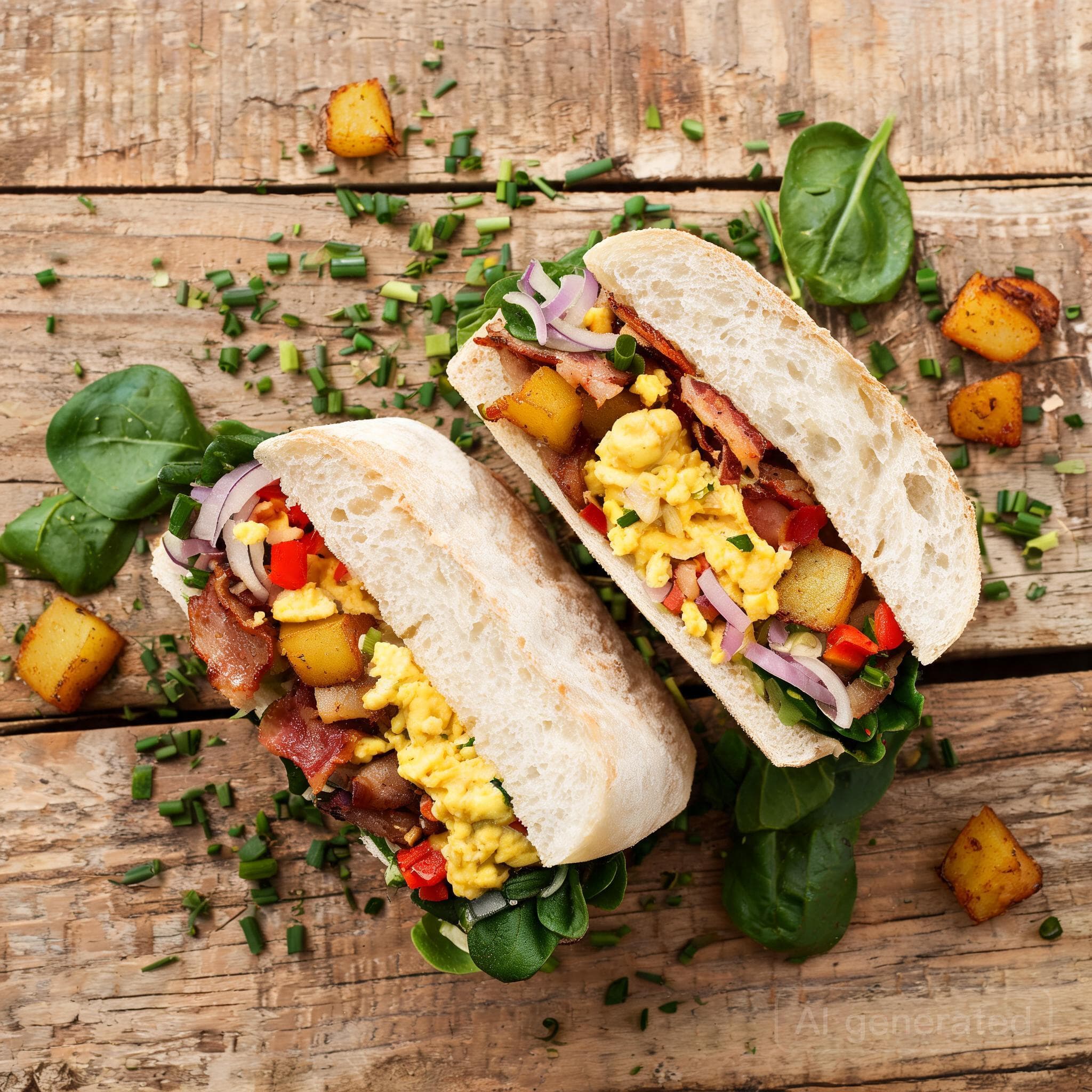 Deftiges Bauernfrühstücks-Sandwich