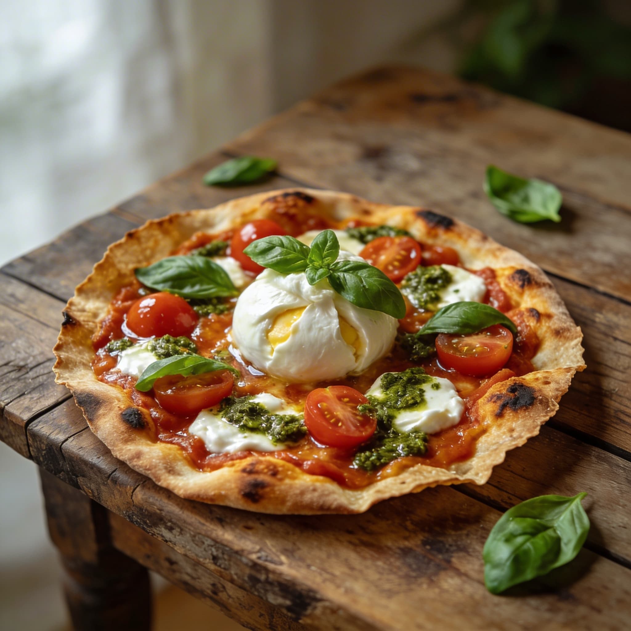 Knusprige Pinsa mit Burrata