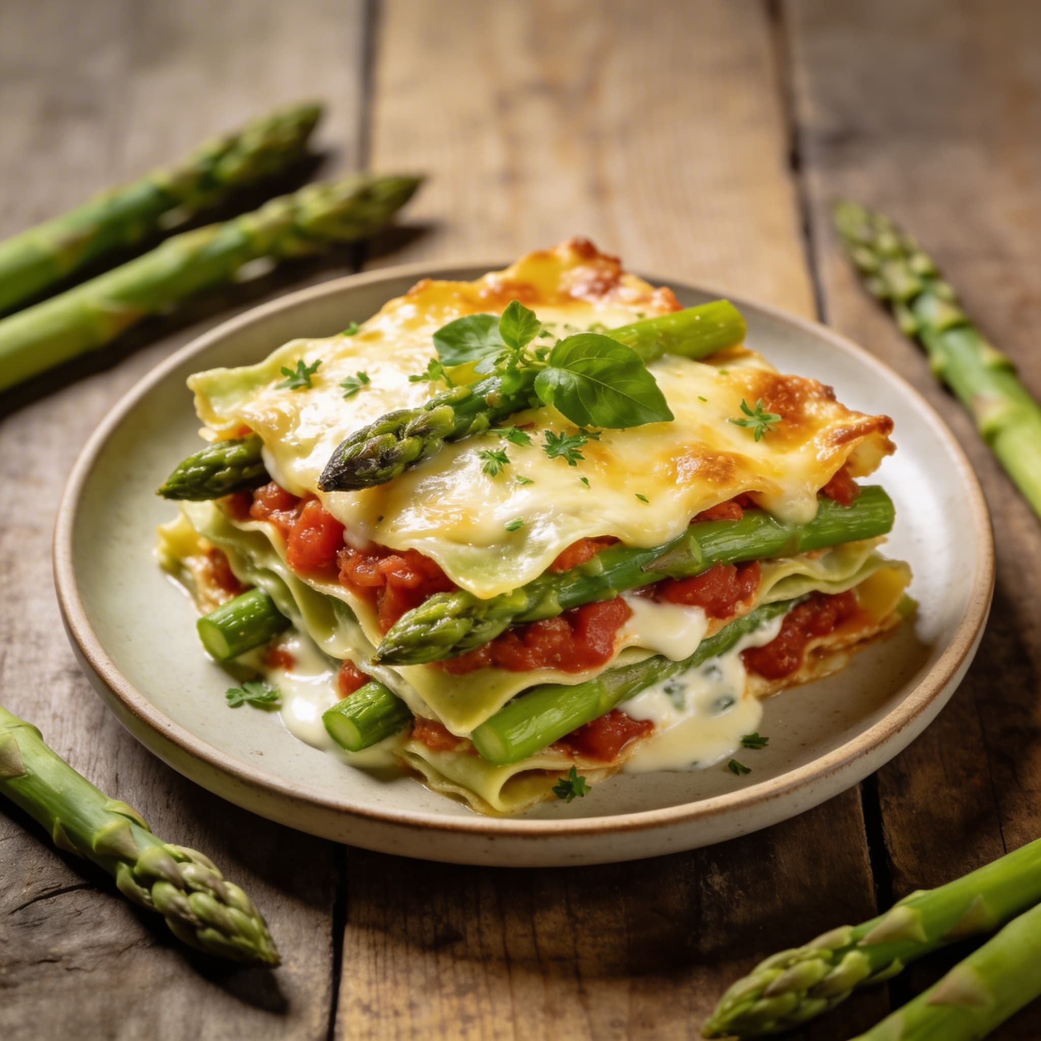 Grüne Spargel-Lasagne mit Mozzarella