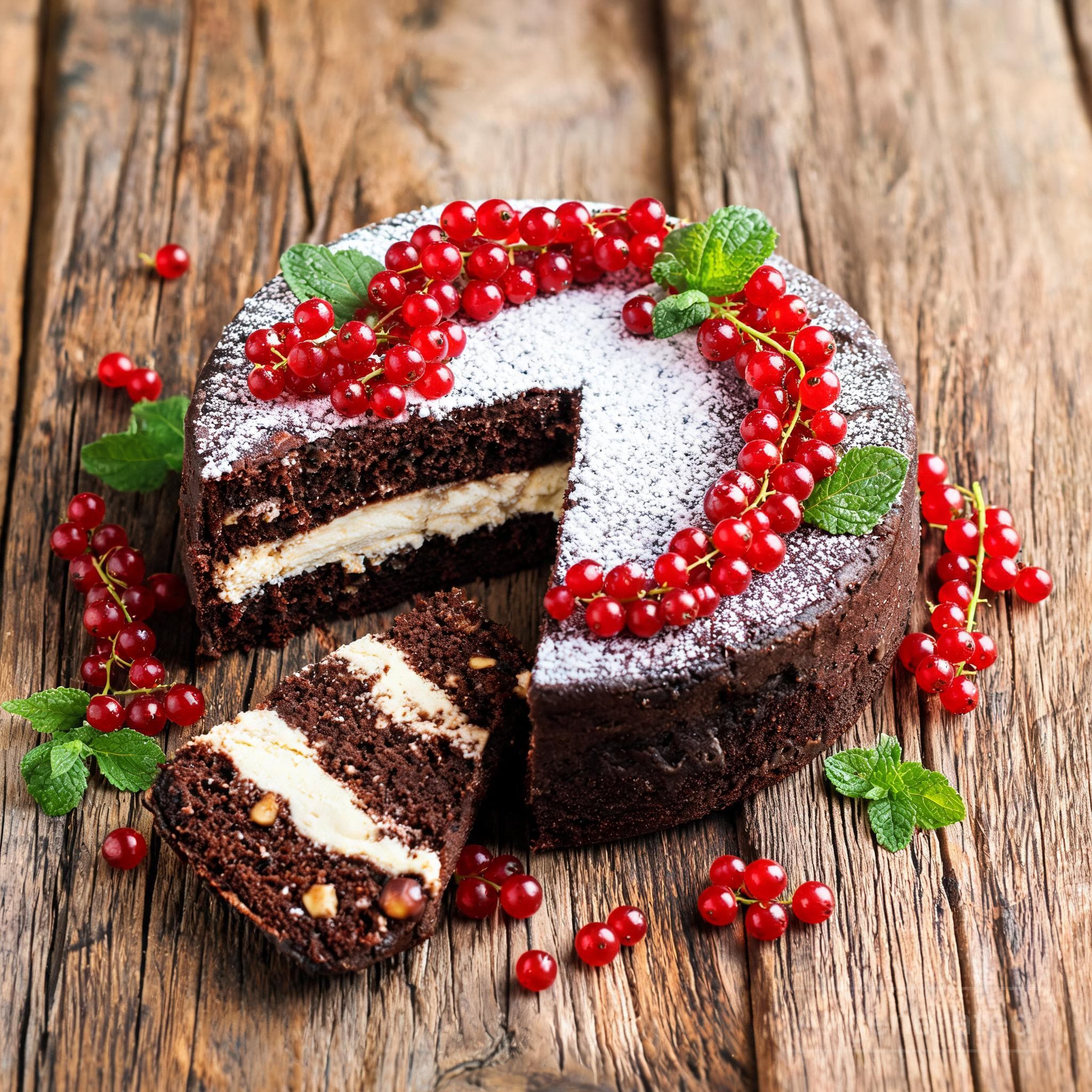 Saftiger Schokoladen-Johannisbeer-Kuchen