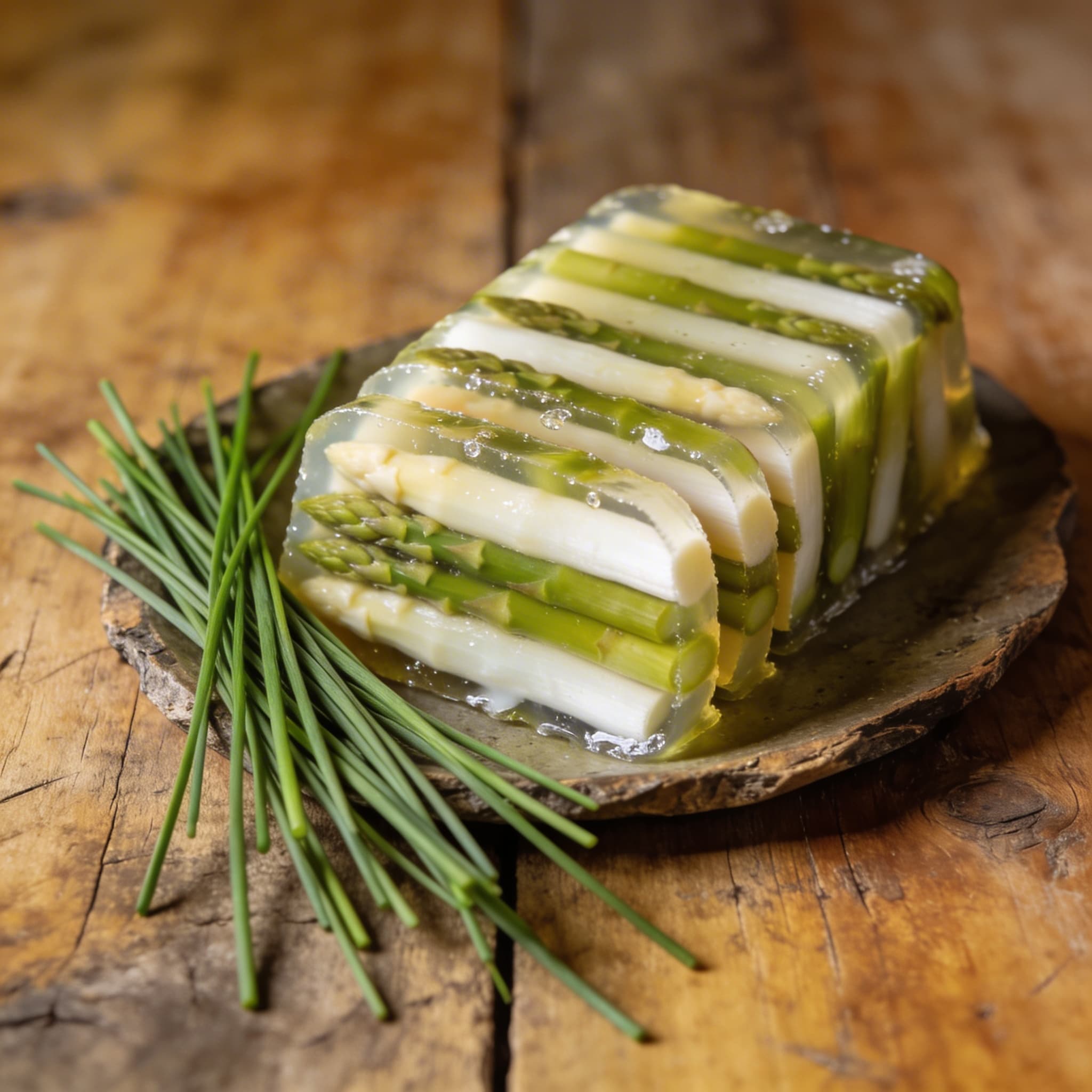 Frische Spargelsülze mit Schnittlauch