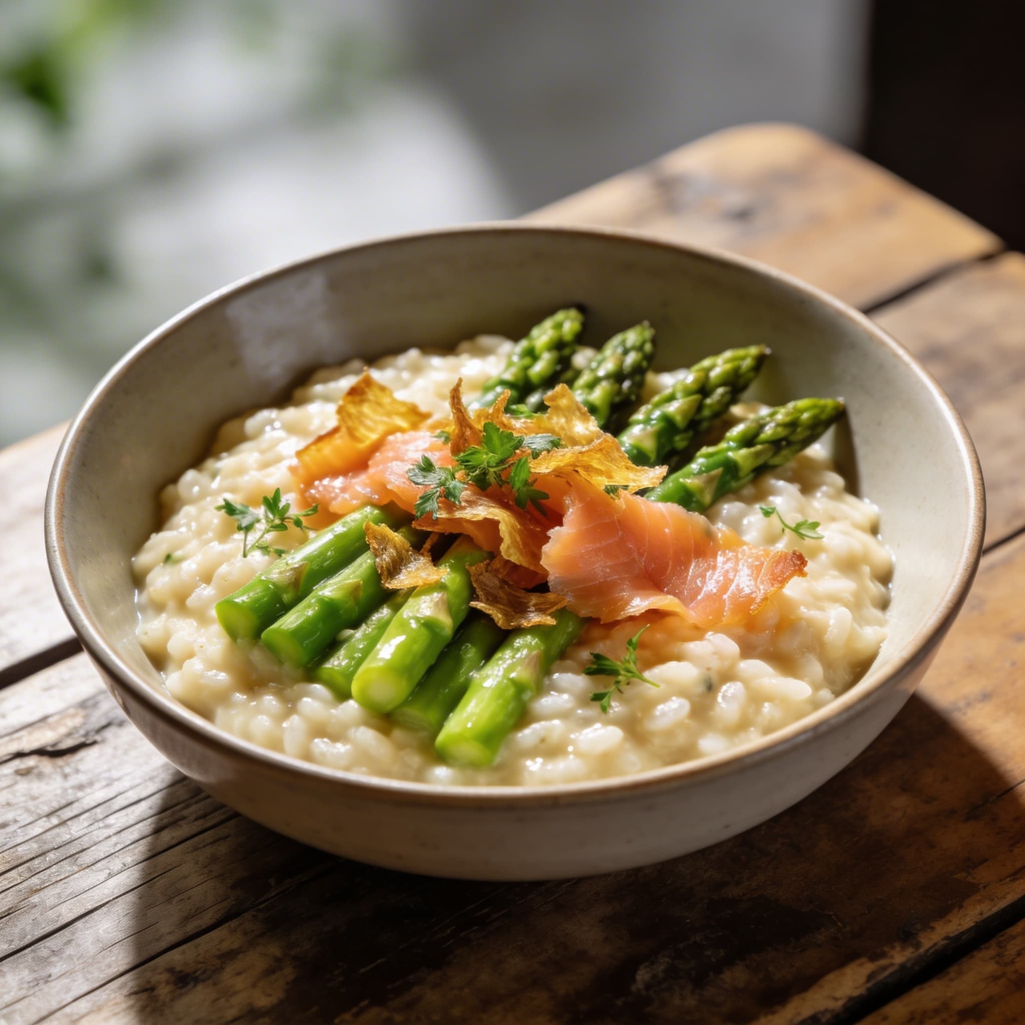 Risotto mit Spargel Lachs