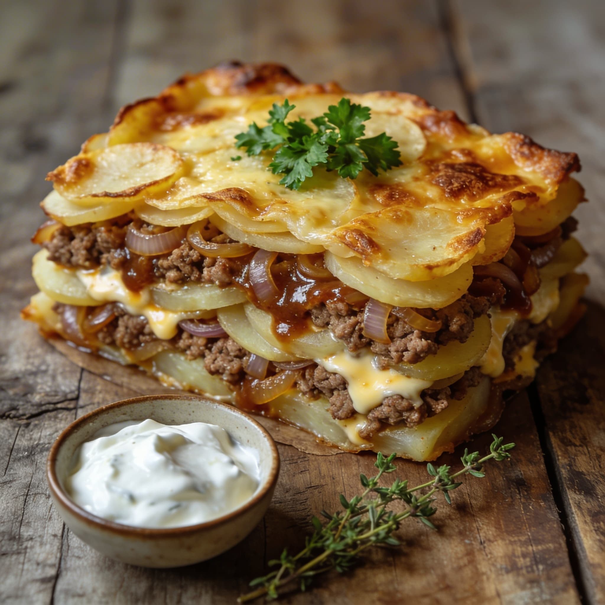 Deftiger Kartoffelauflauf mit Hackfleisch