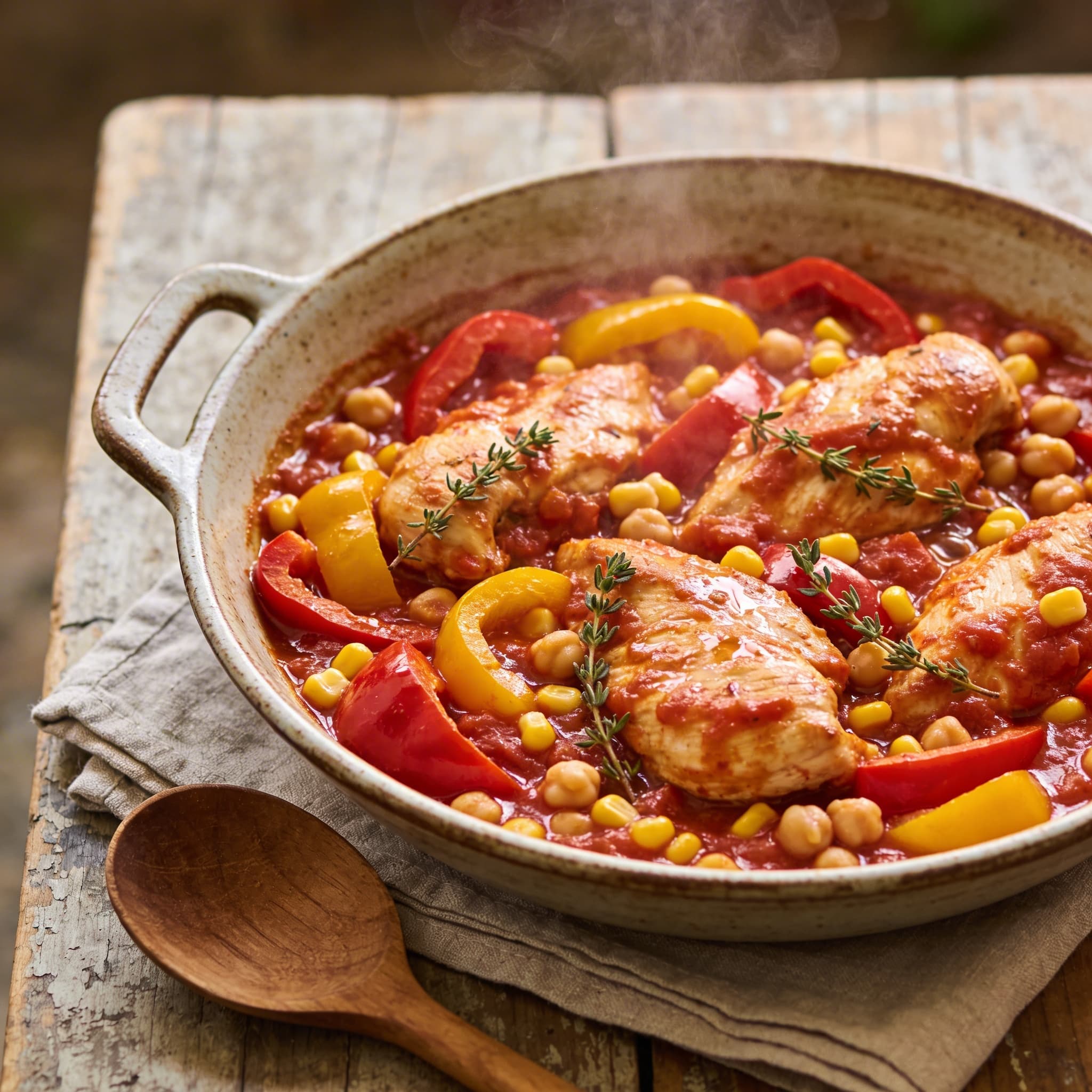 Herzhafte Paprika-Hähnchen-Pfanne