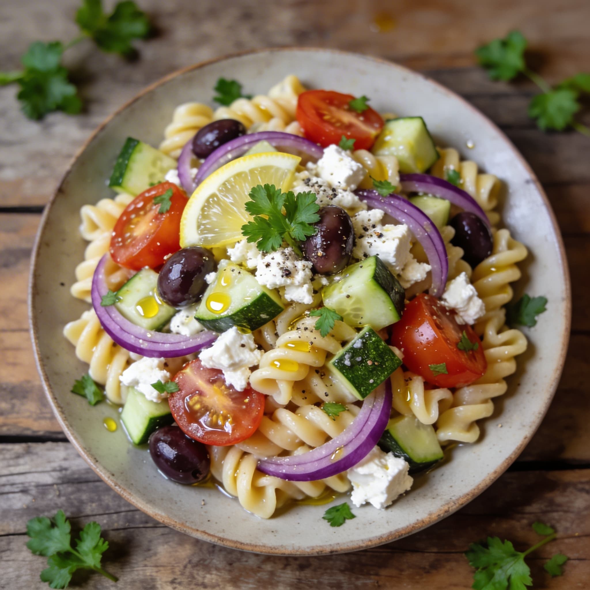 Bunter Feta Makkaroni Salat