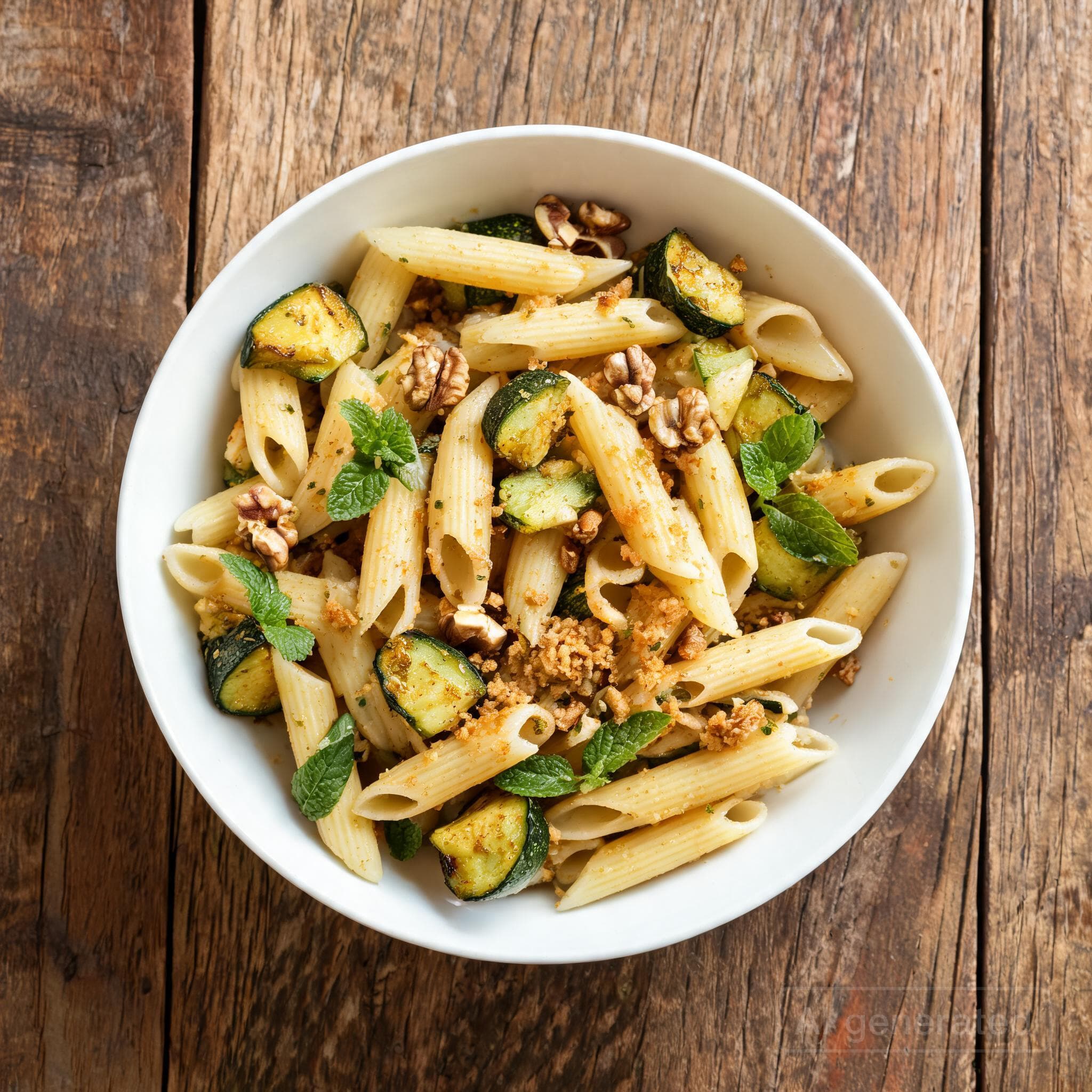Penne mit Zucchini und Walnüssen