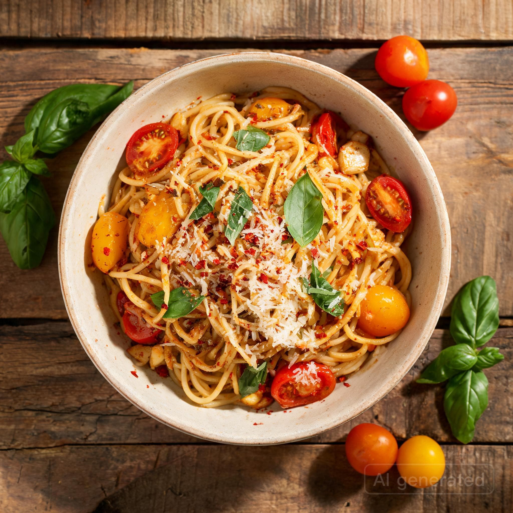 Schnelle Tomaten-Pasta mit Basilikum