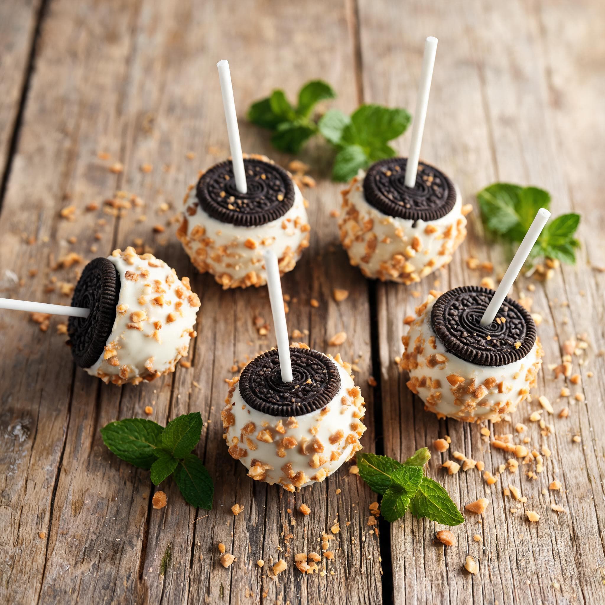 Weiße Schokoladen-Oreo-Lollis