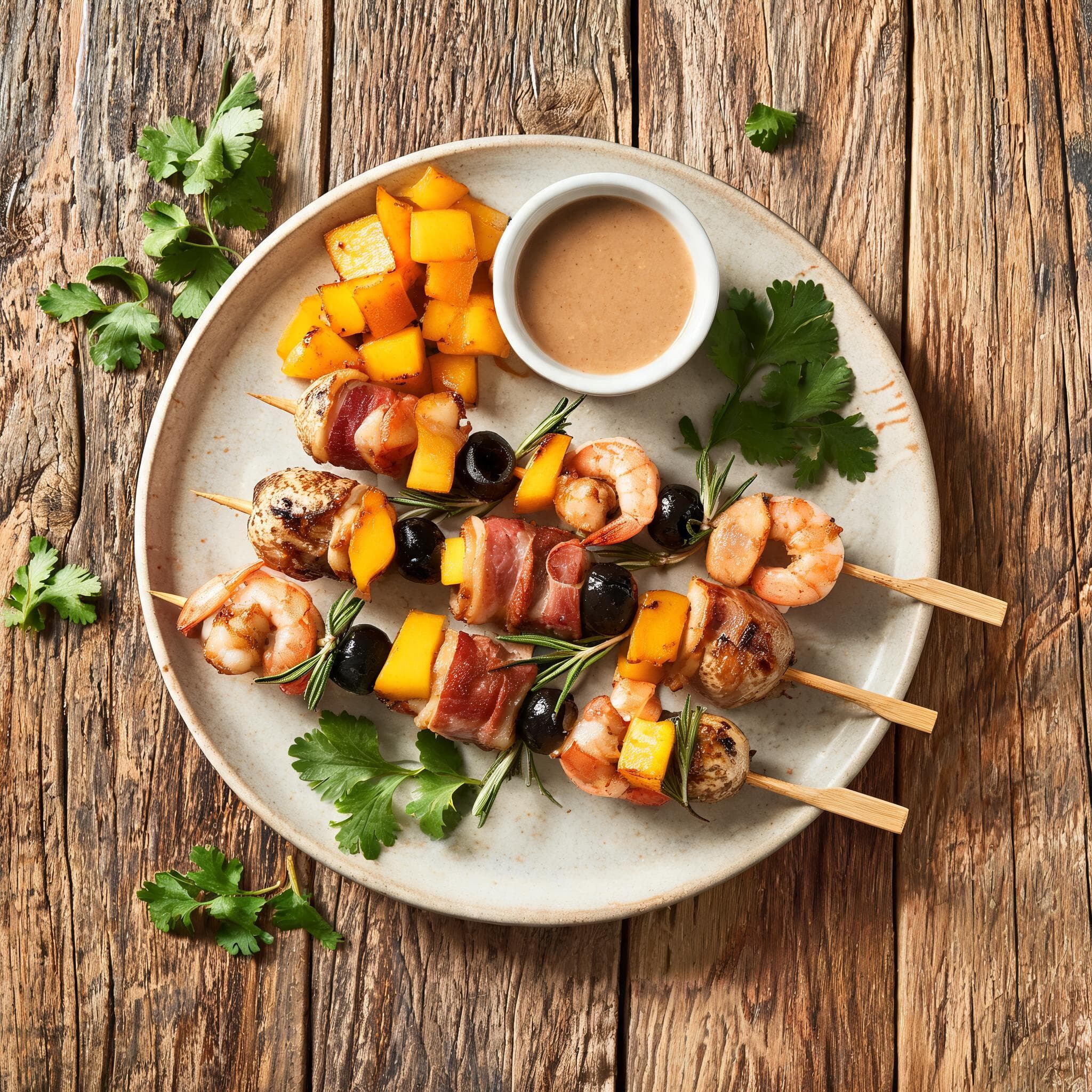 Quail Skewers with Mango