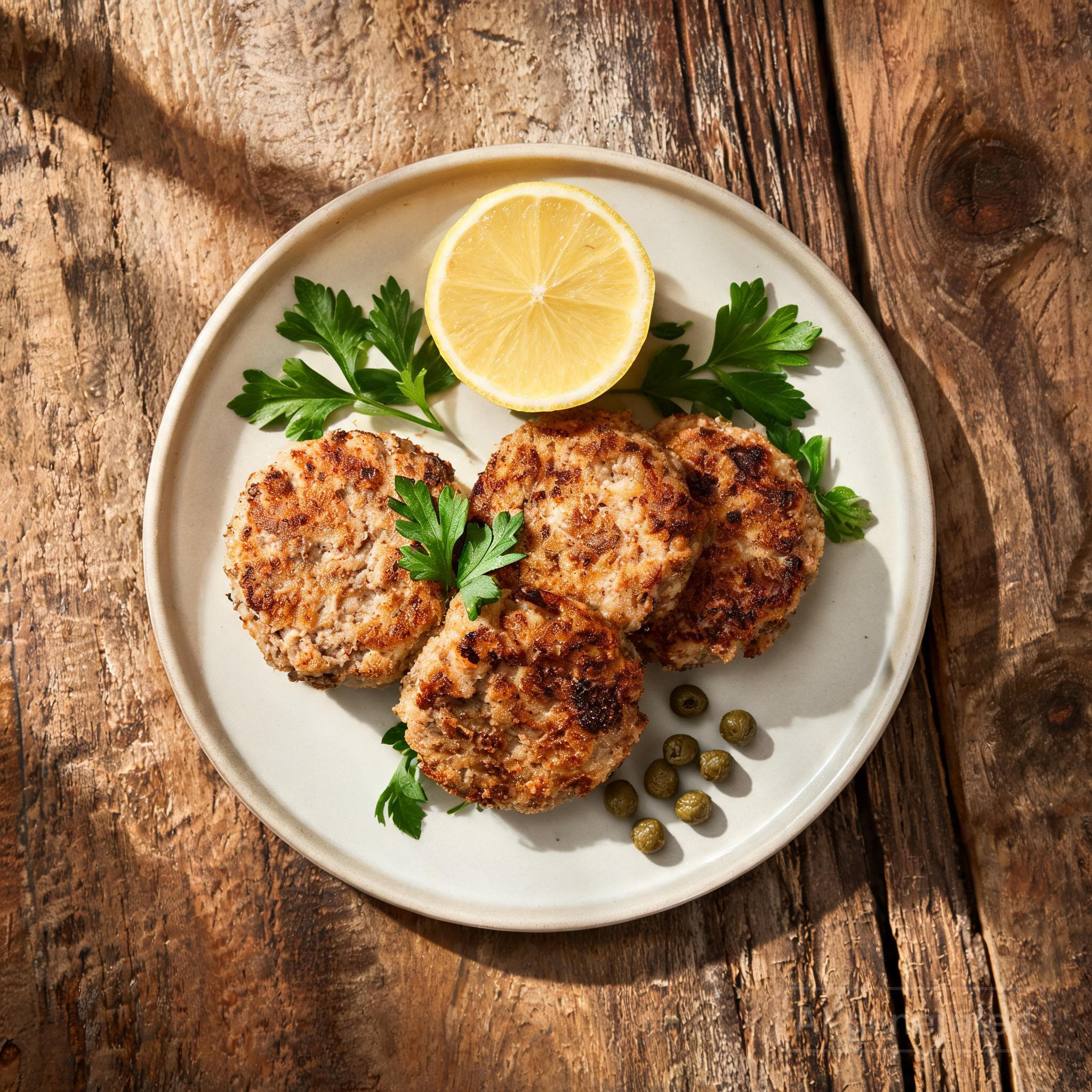 Knusprige Thunfischfrikadellen mit Zitrone