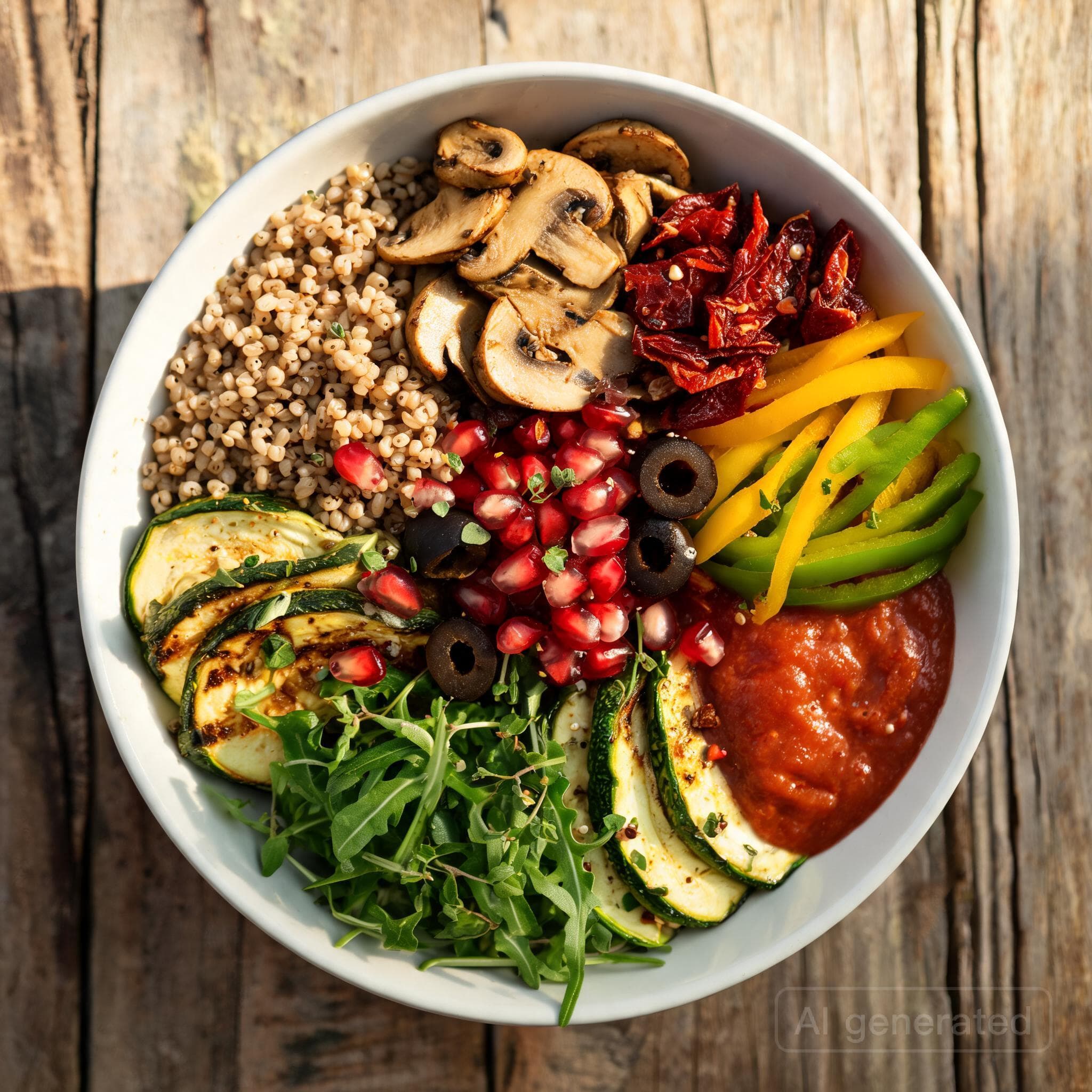 Bunte Dinkel-Buddha-Bowl