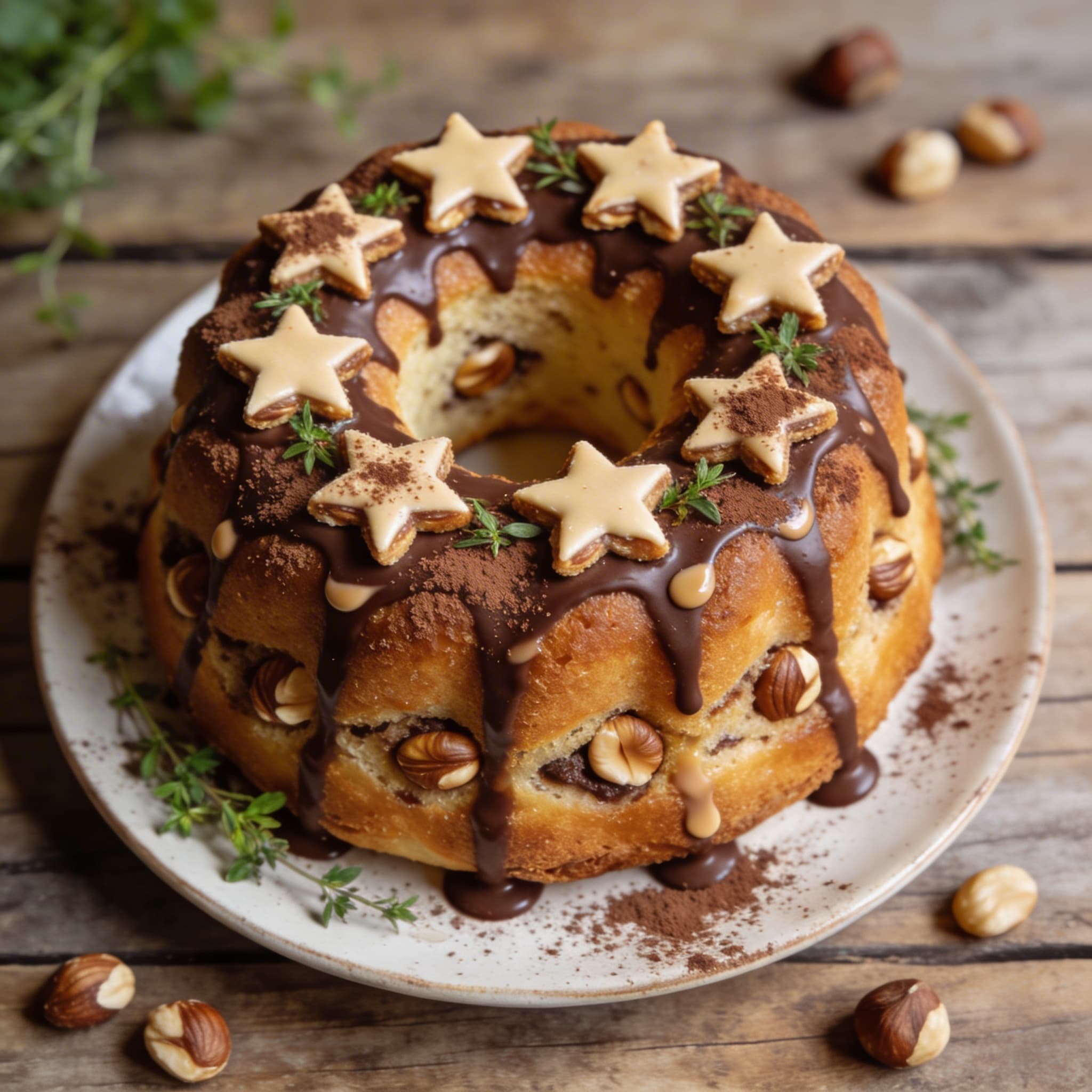 Nuss-Marzipan-Gugelhupf mit Schokolade